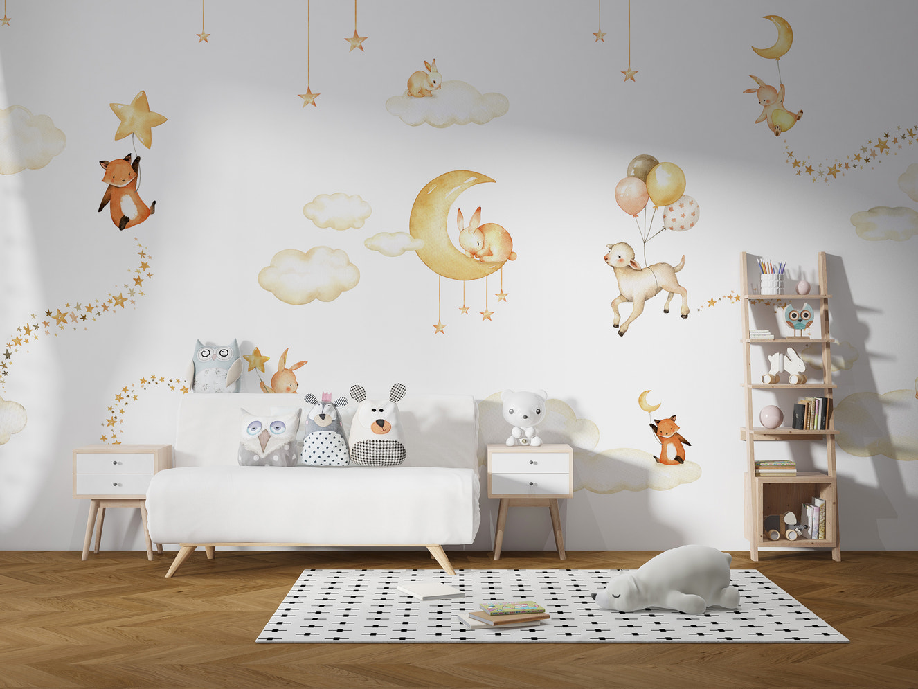 Whimsical Sweet Dreams wallpaper for kids' rooms.
