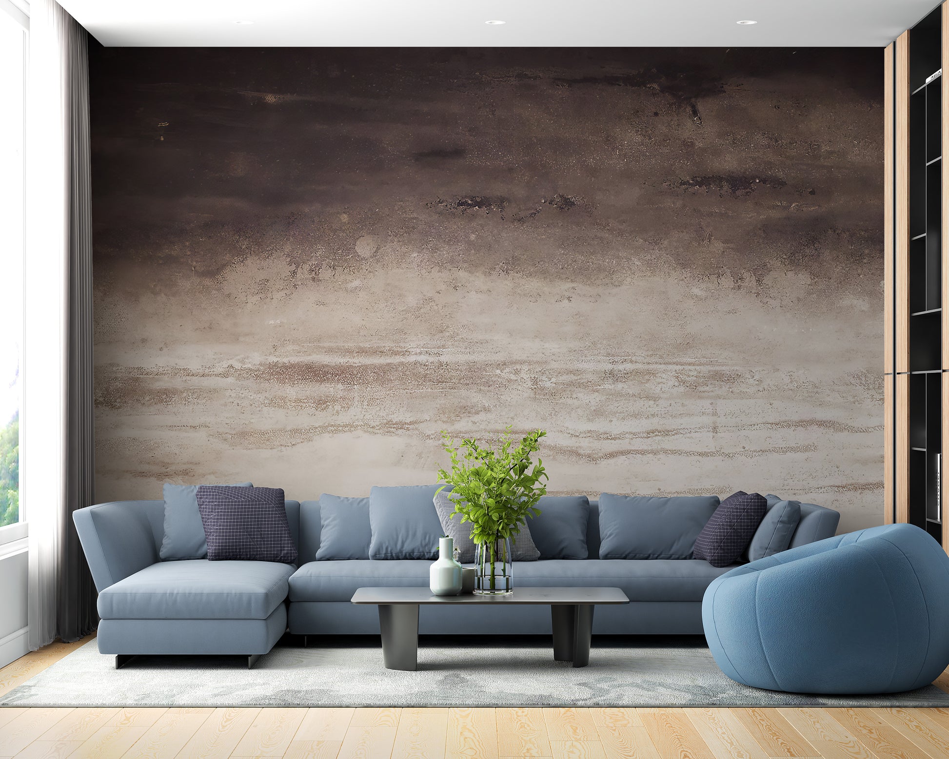 Misty Brown Horizon Wall Mural for a tranquil backdrop