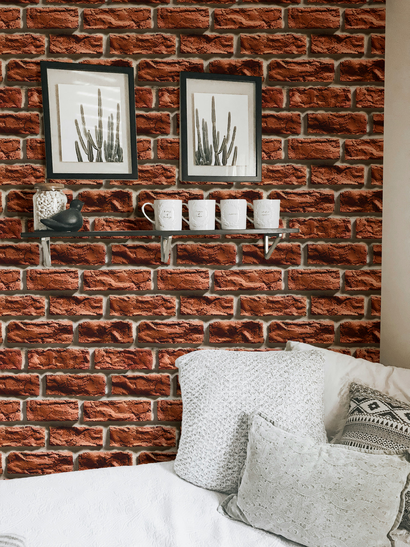 Brown Color Brick Wall Texture Wallpaper For Home Decor