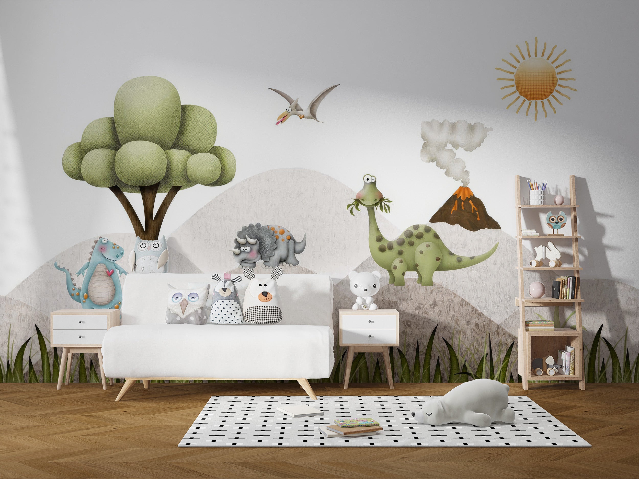 Baby Dinosaur Nursery Wallpaper Mural for playful walls