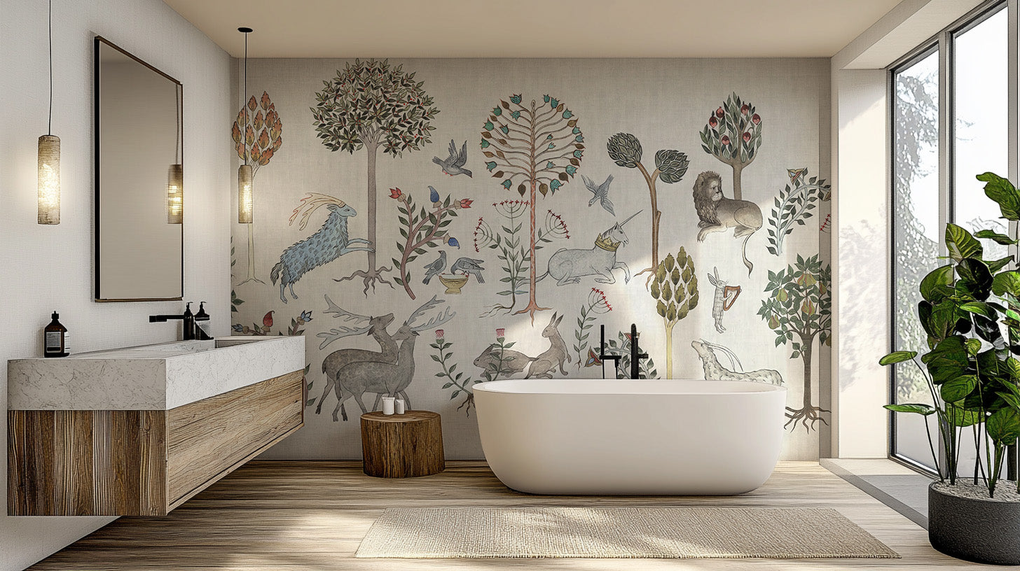 Temporary mythical creature wonderland wallpaper for interiors