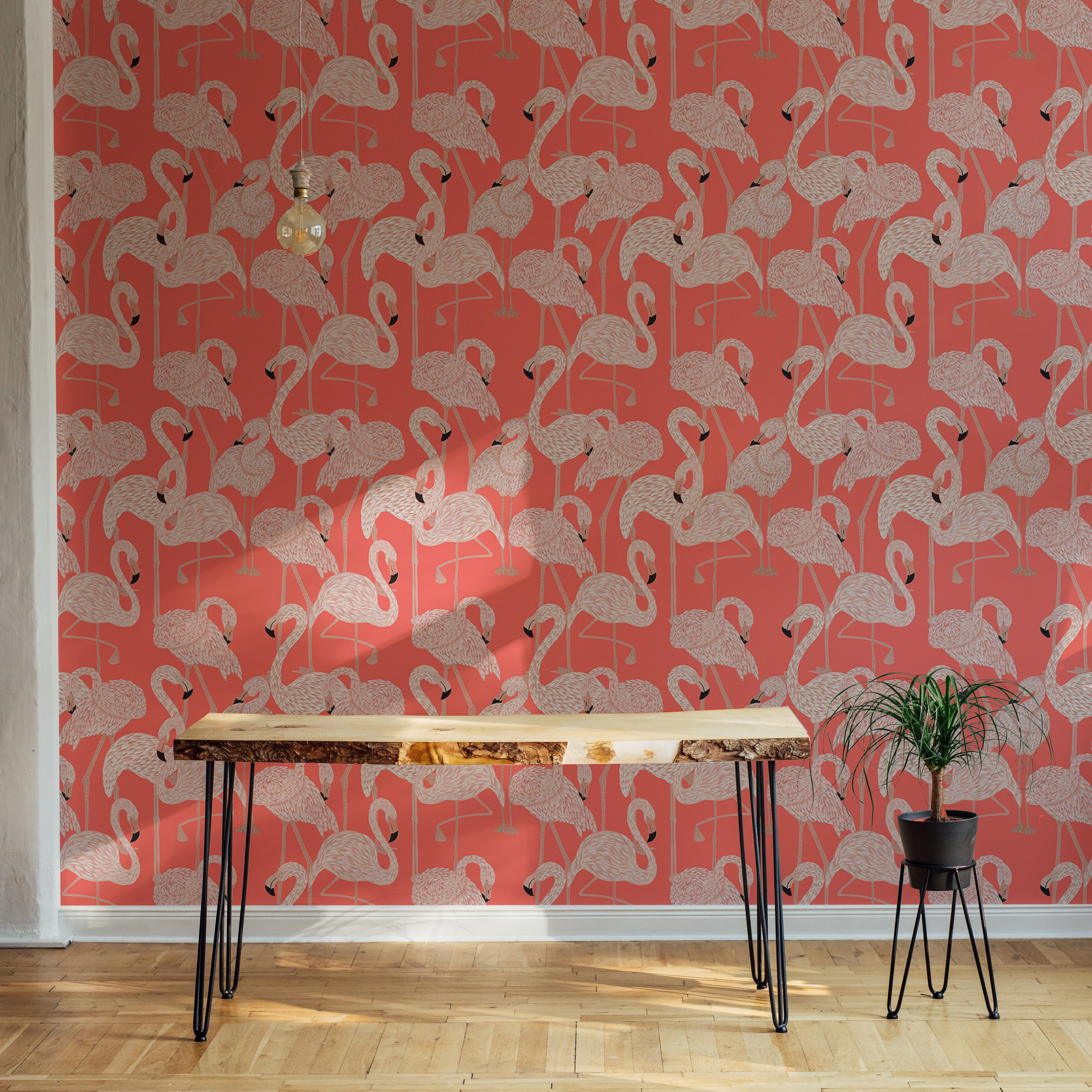 Graceful flamingos wallpaper for lush exotic decor