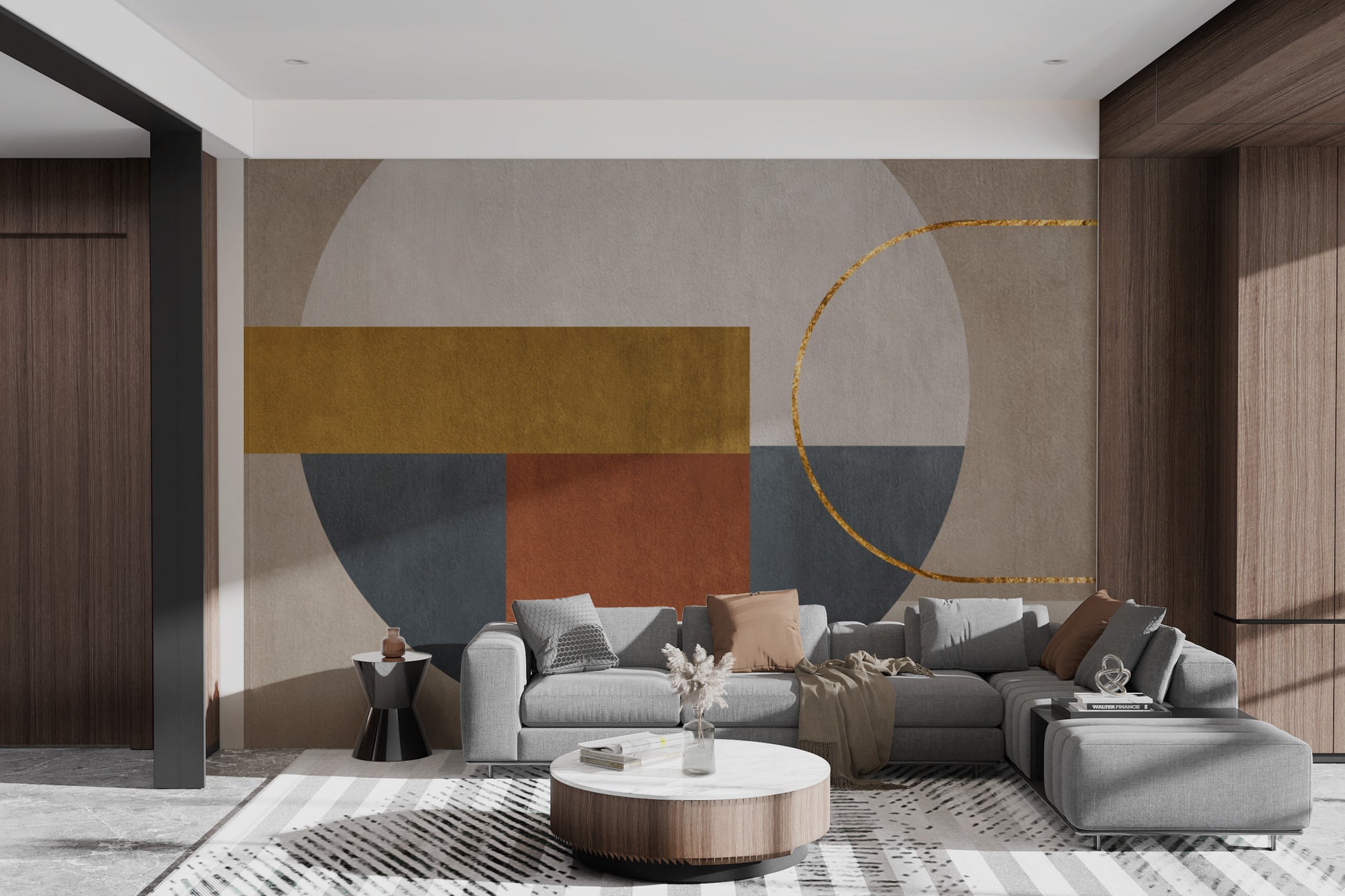 Elegant mural featuring subtle gold accents for walls