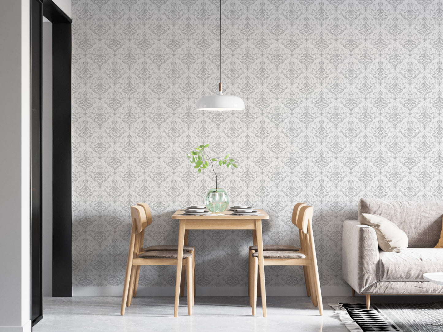 White Seamless Pattern Damask Removable Wallpaper