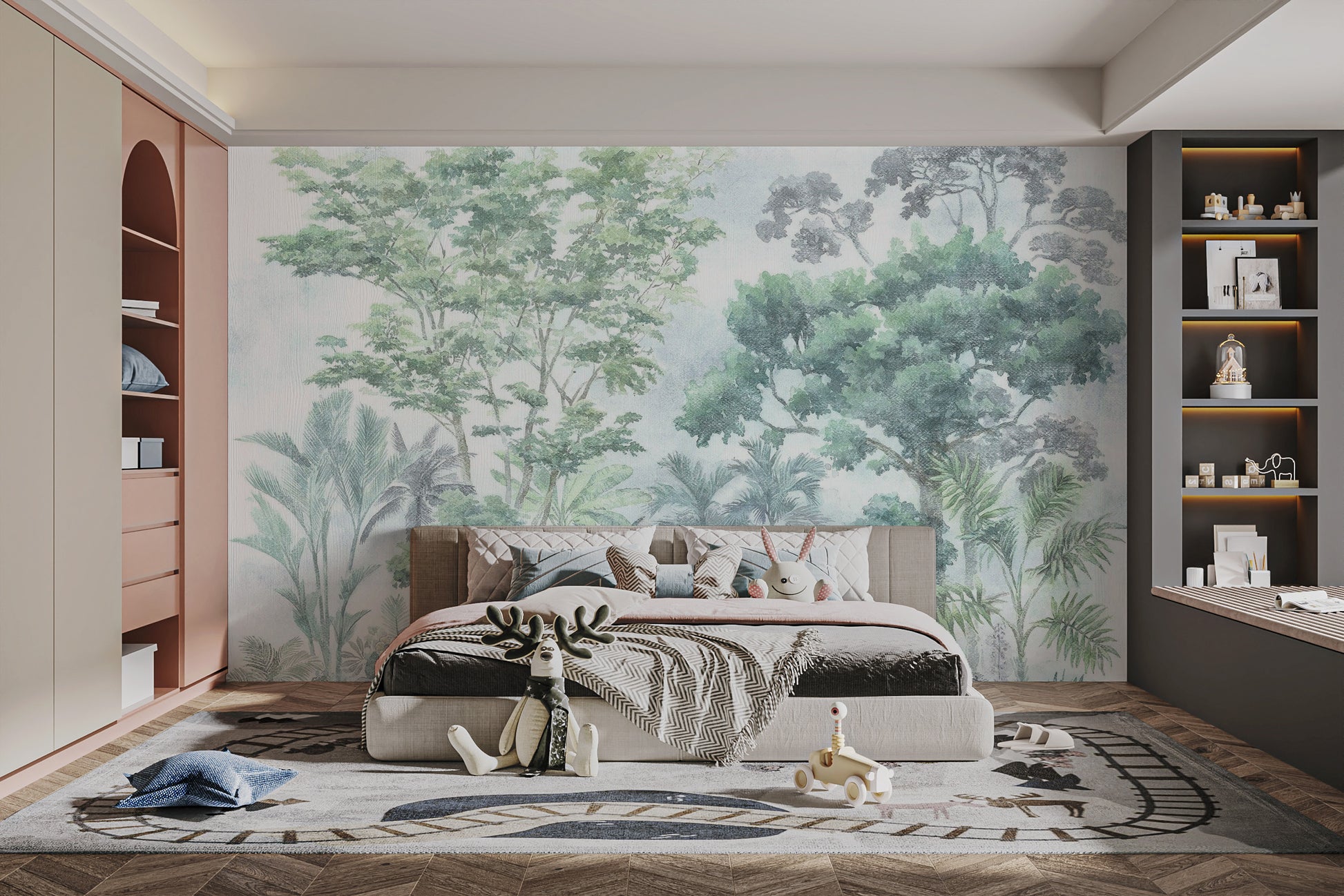 Bold green tropical jungle wallpaper for modern decor