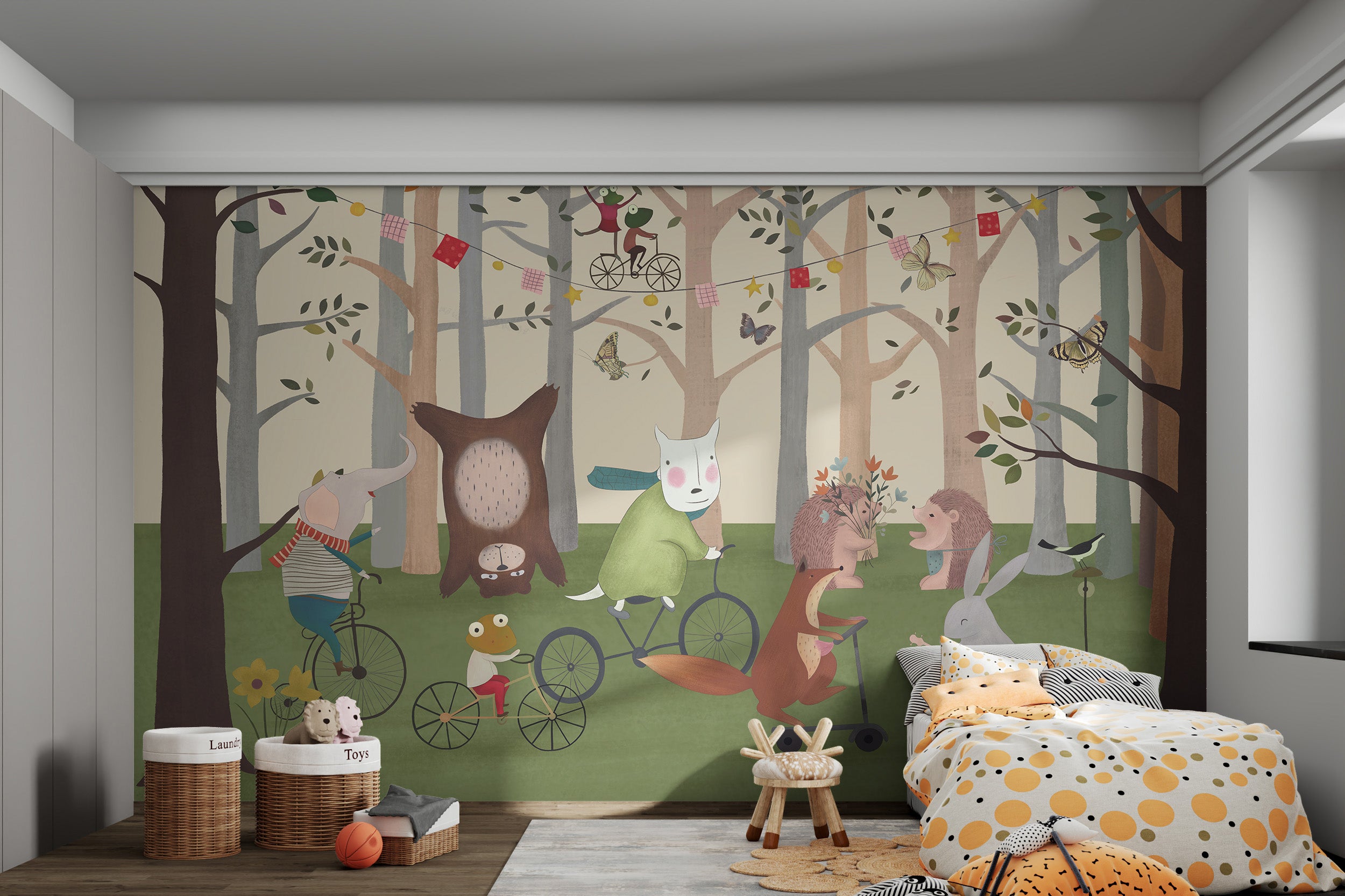 Whimsical forest animals wall art for kids room