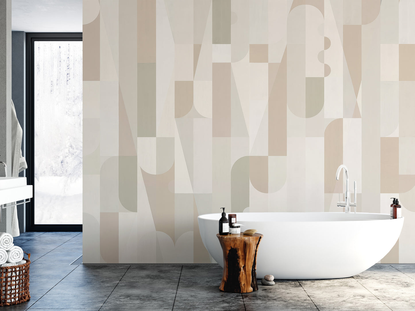 Geometric Sepia Wall Mural