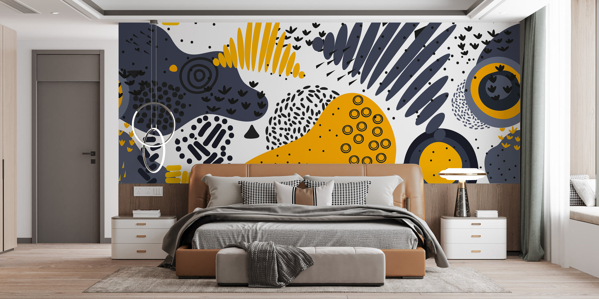 Yellow and gray shapes wallpaper idea
