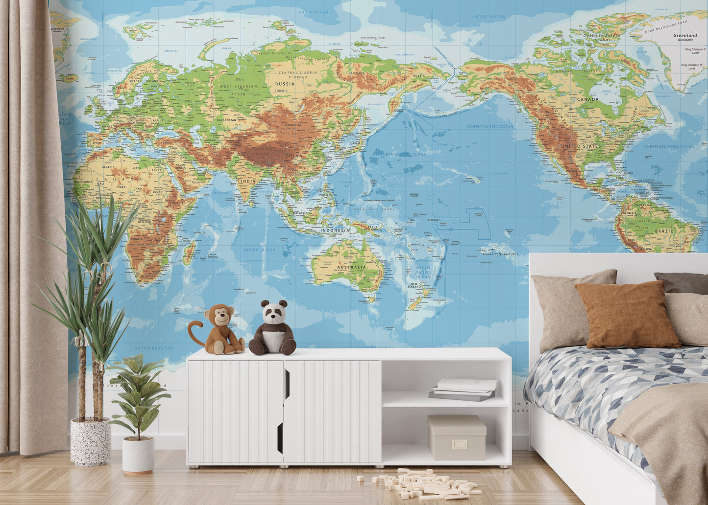 Minimalist Pacific map wallpaper for decor



