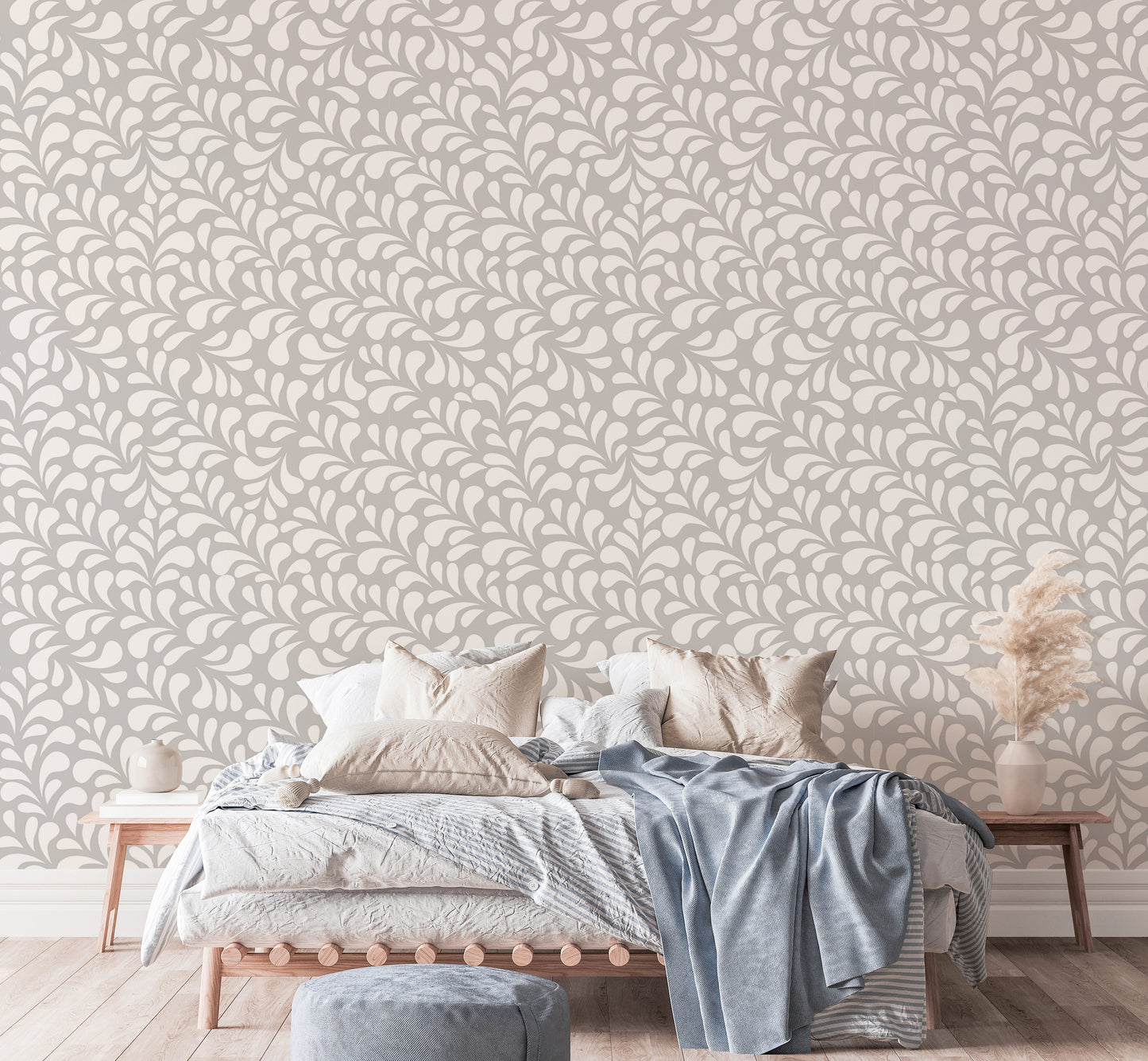 Vector Seamless White Drops Damask Wallpaper