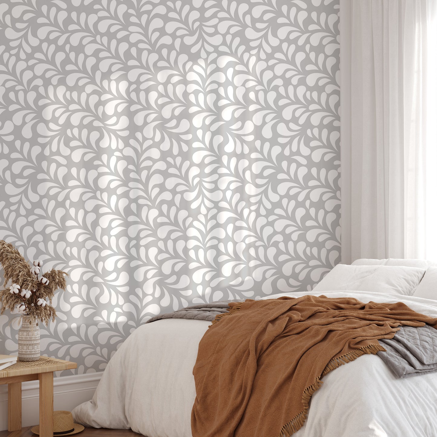 Vector Seamless White Drops Damask Wallpaper