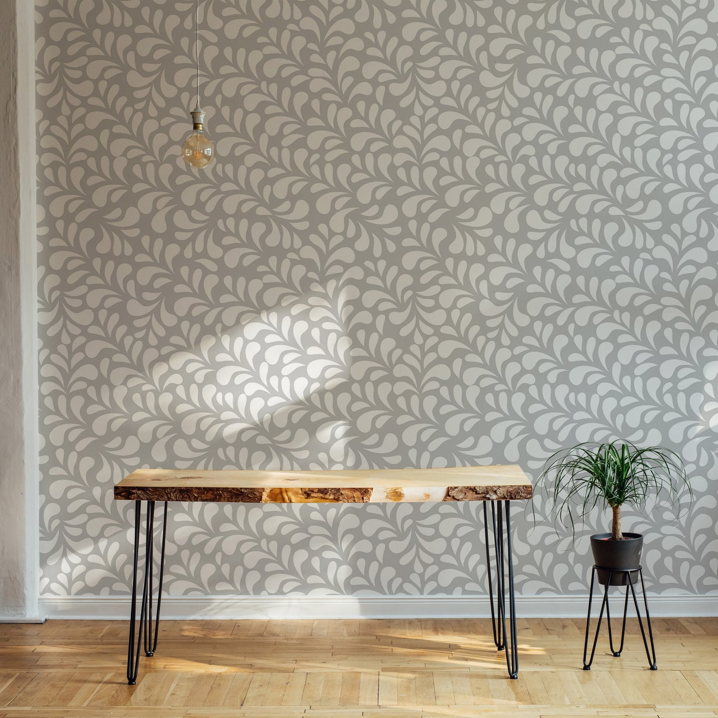 Vector Seamless White Drops Damask Wallpaper