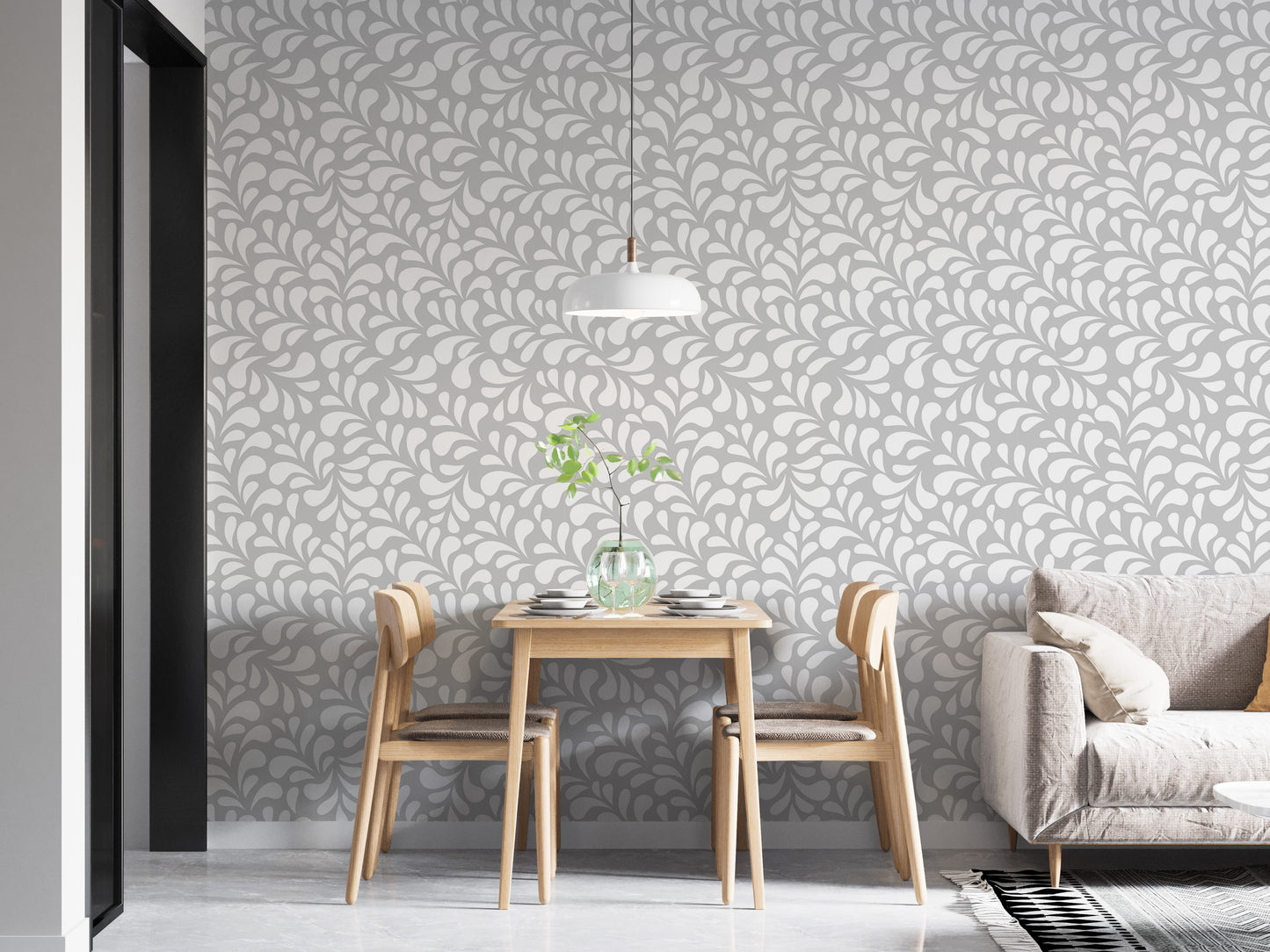 Vector Seamless White Drops Damask Wallpaper