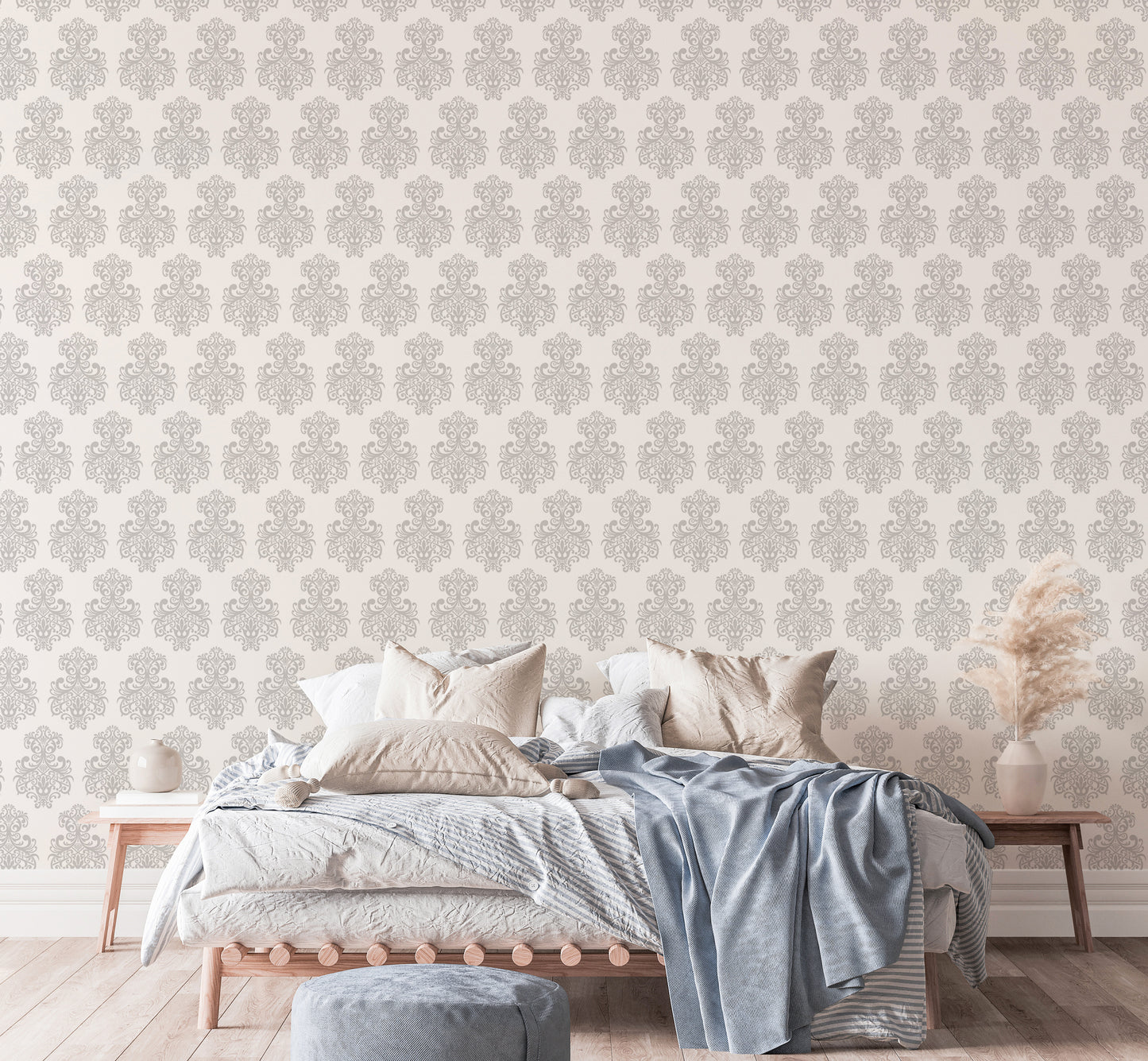 Damask Textured Repeat Pattern Removable Wallpaper