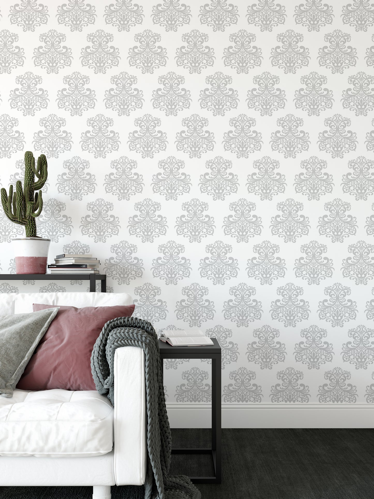 Damask Textured Repeat Pattern Removable Wallpaper