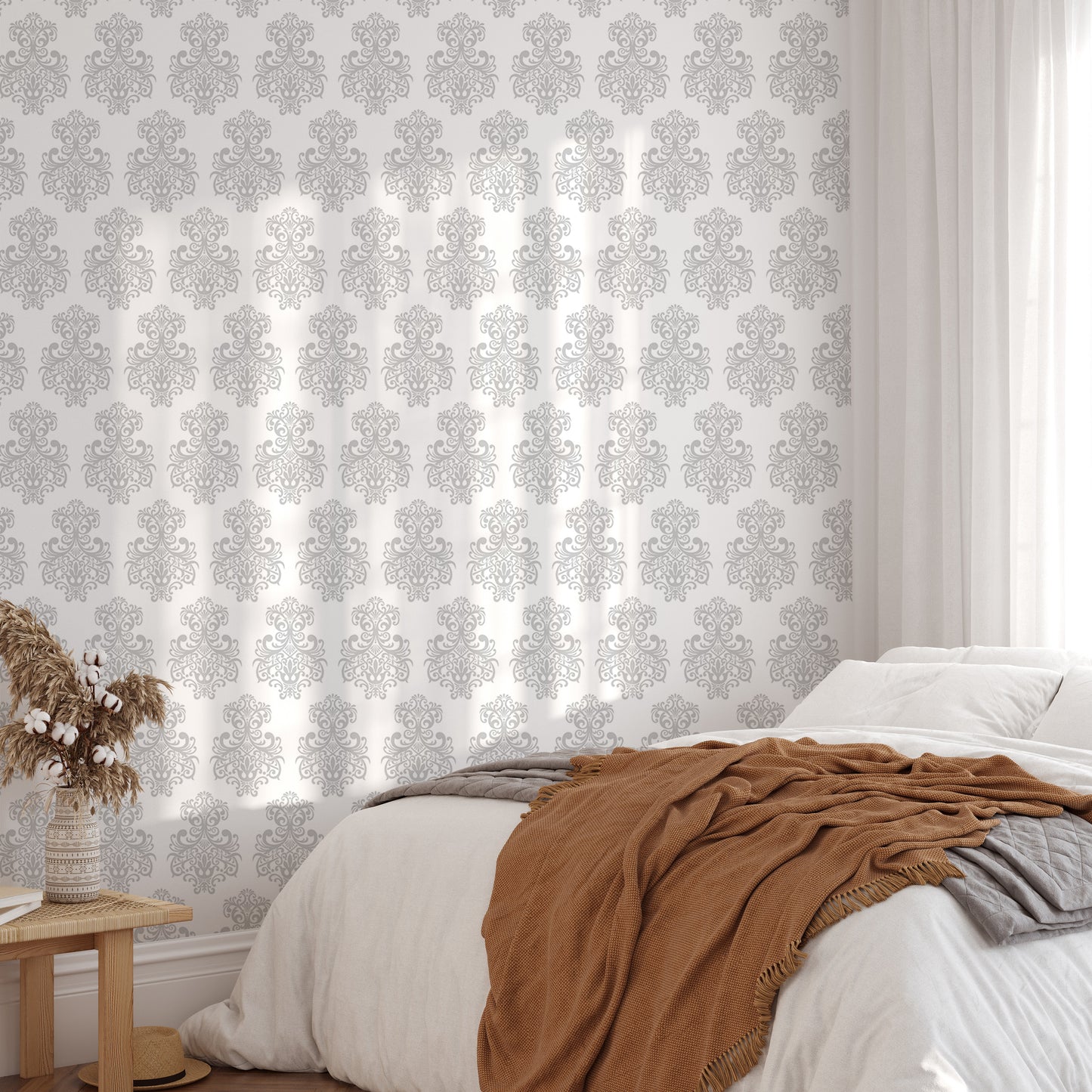 Damask Textured Repeat Pattern Removable Wallpaper