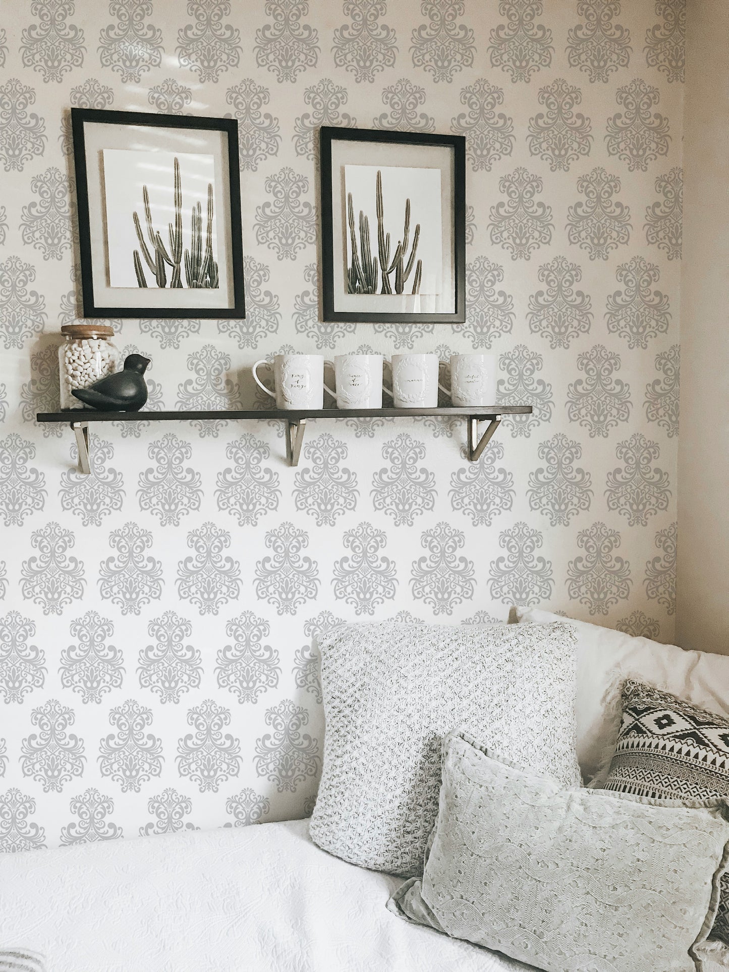 Damask Textured Repeat Pattern Removable Wallpaper