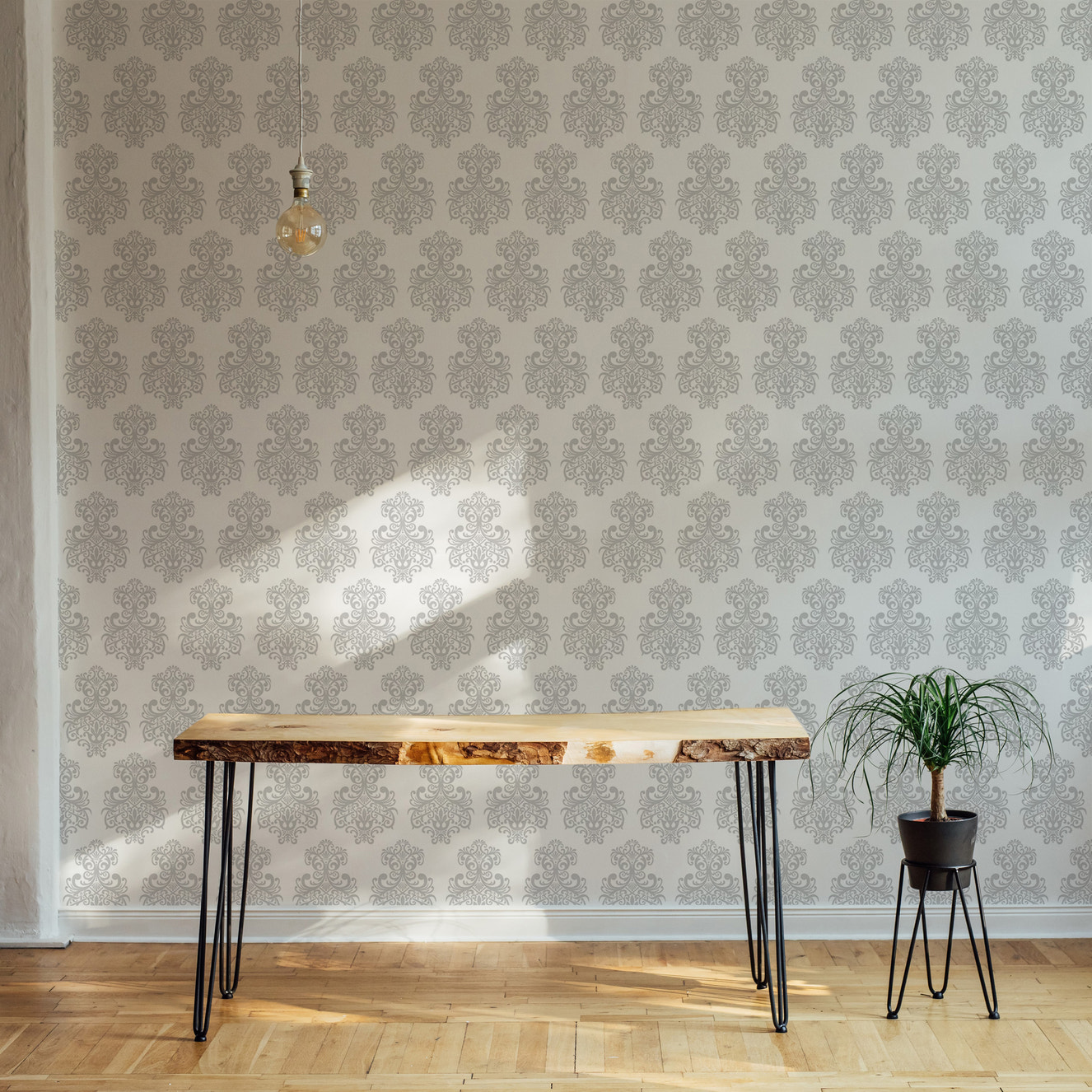 Damask Textured Repeat Pattern Removable Wallpaper