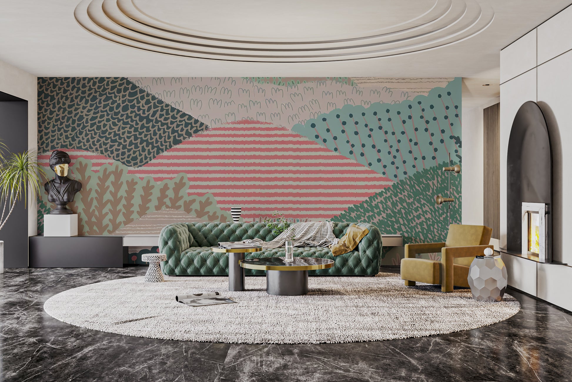 Modern wallpaper mural showcasing bold and artistic hills
