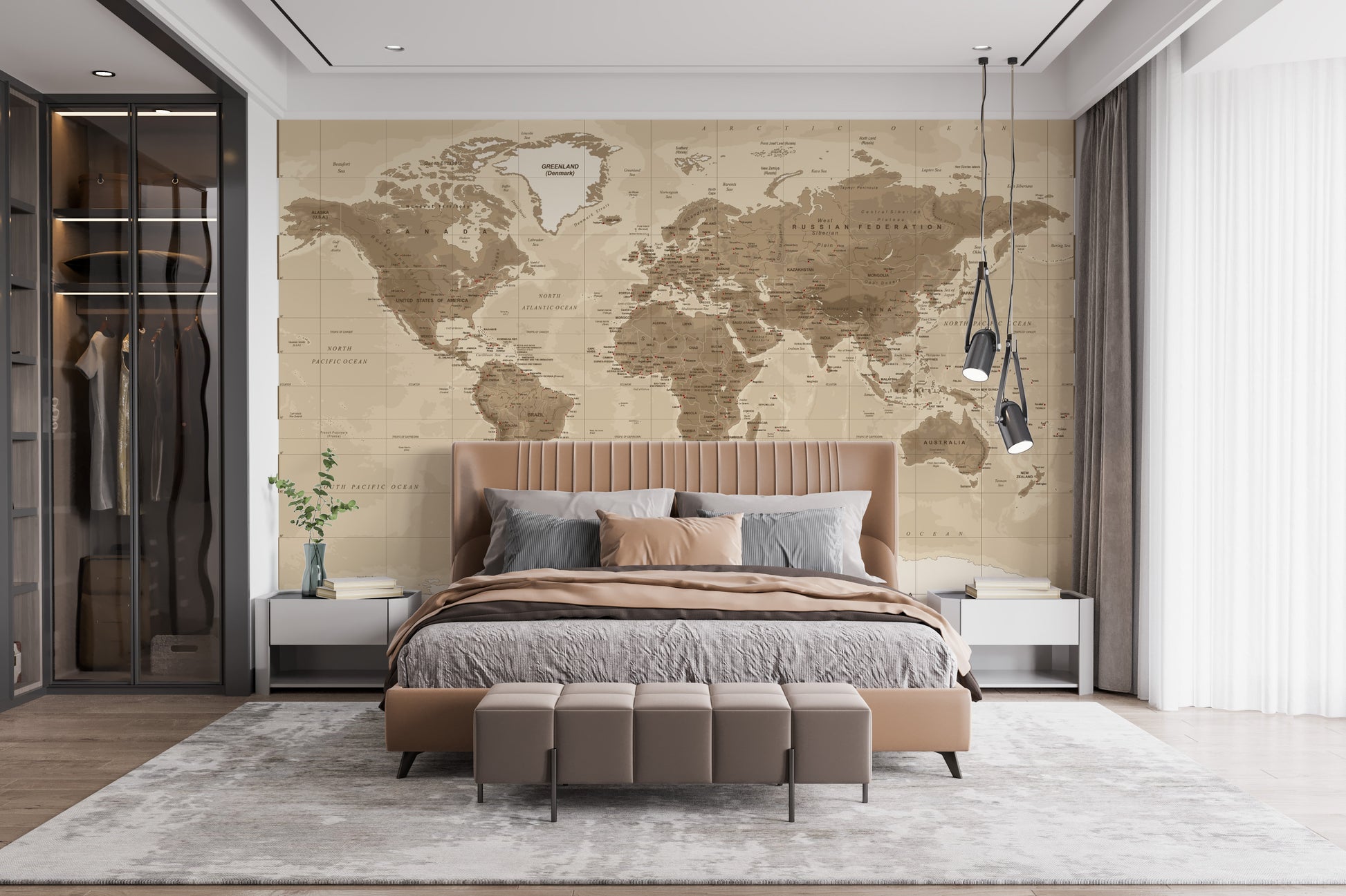 Elegant vintage map wall mural with old-world charm