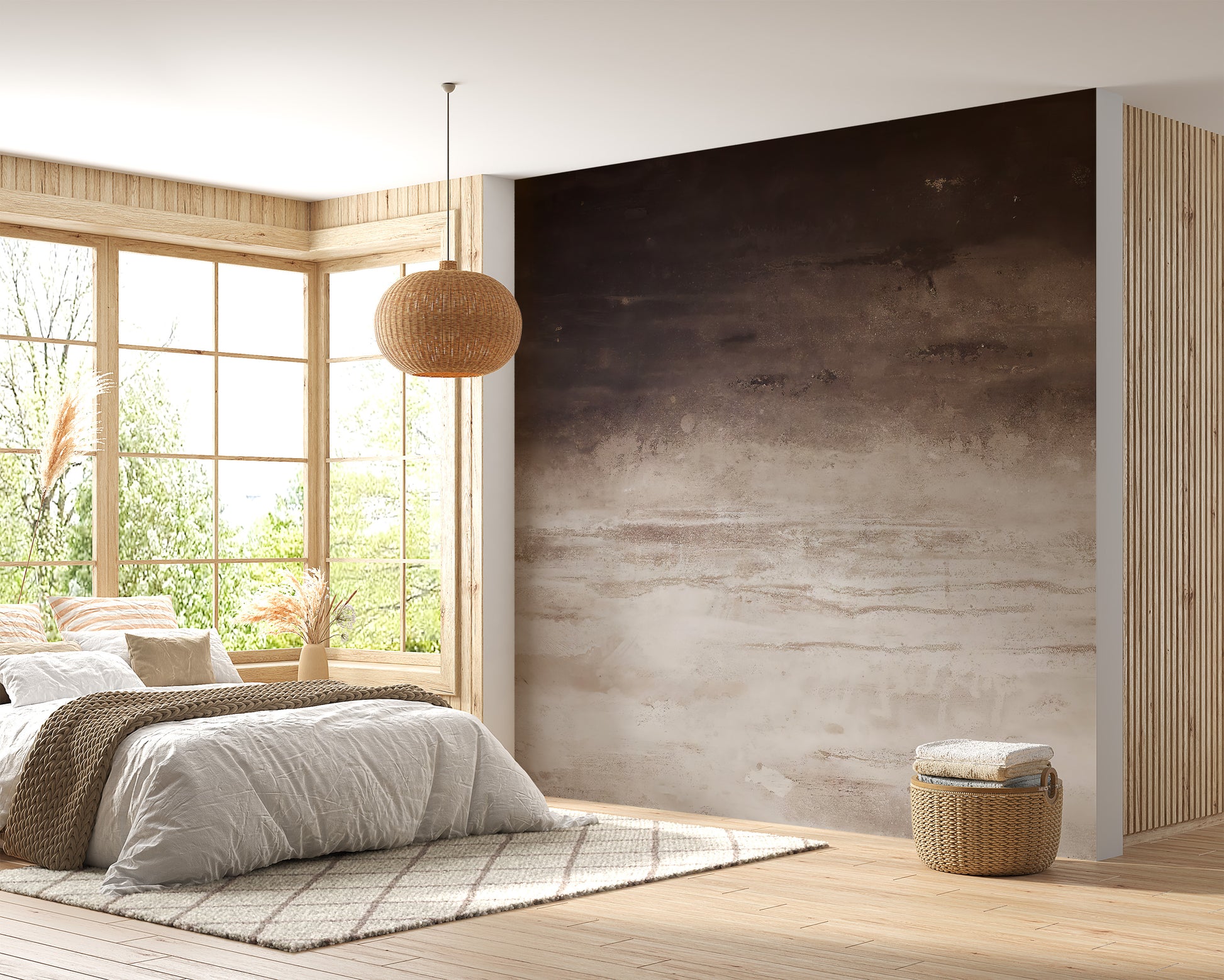 Misty Brown Horizon Wallpaper Mural for a natural vibe