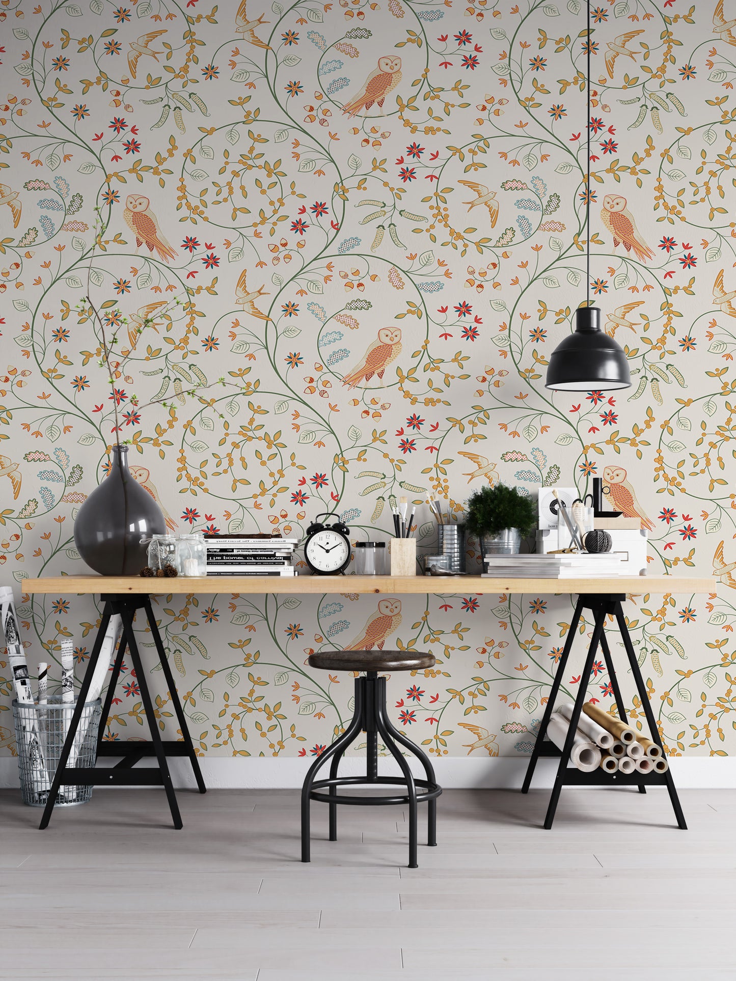 Newill Peppermint Russet Flower Wallpaper For Walls