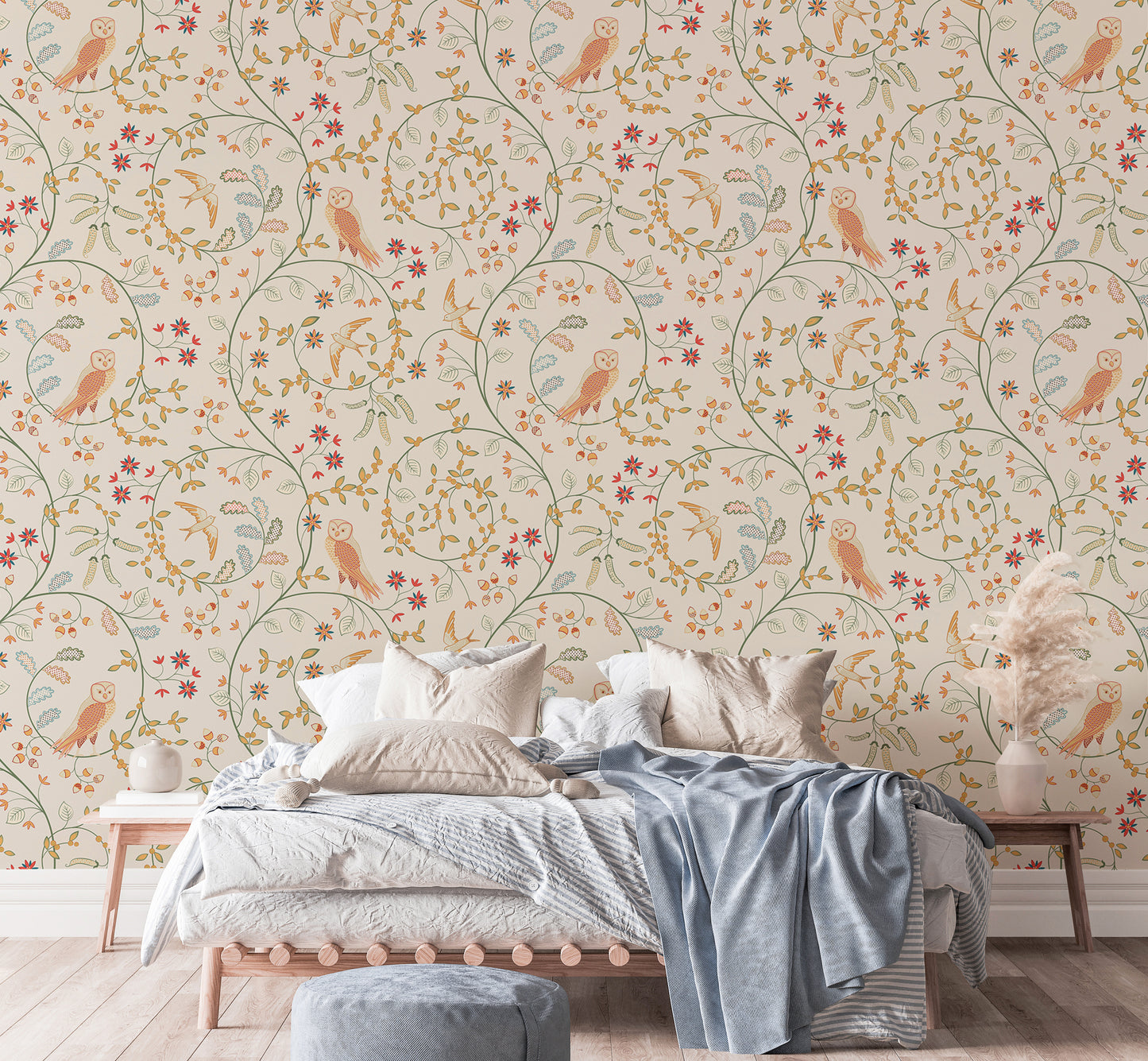 Newill Peppermint Russet Flower Wallpaper For Walls