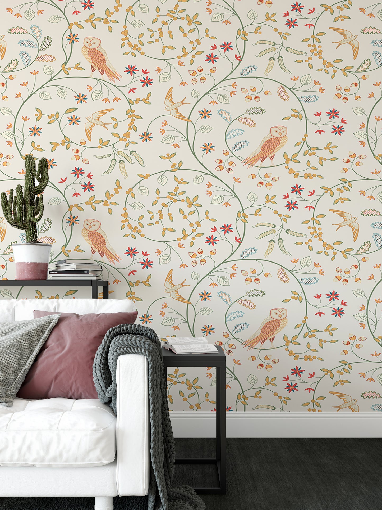 Newill Peppermint Russet Flower Wallpaper For Walls