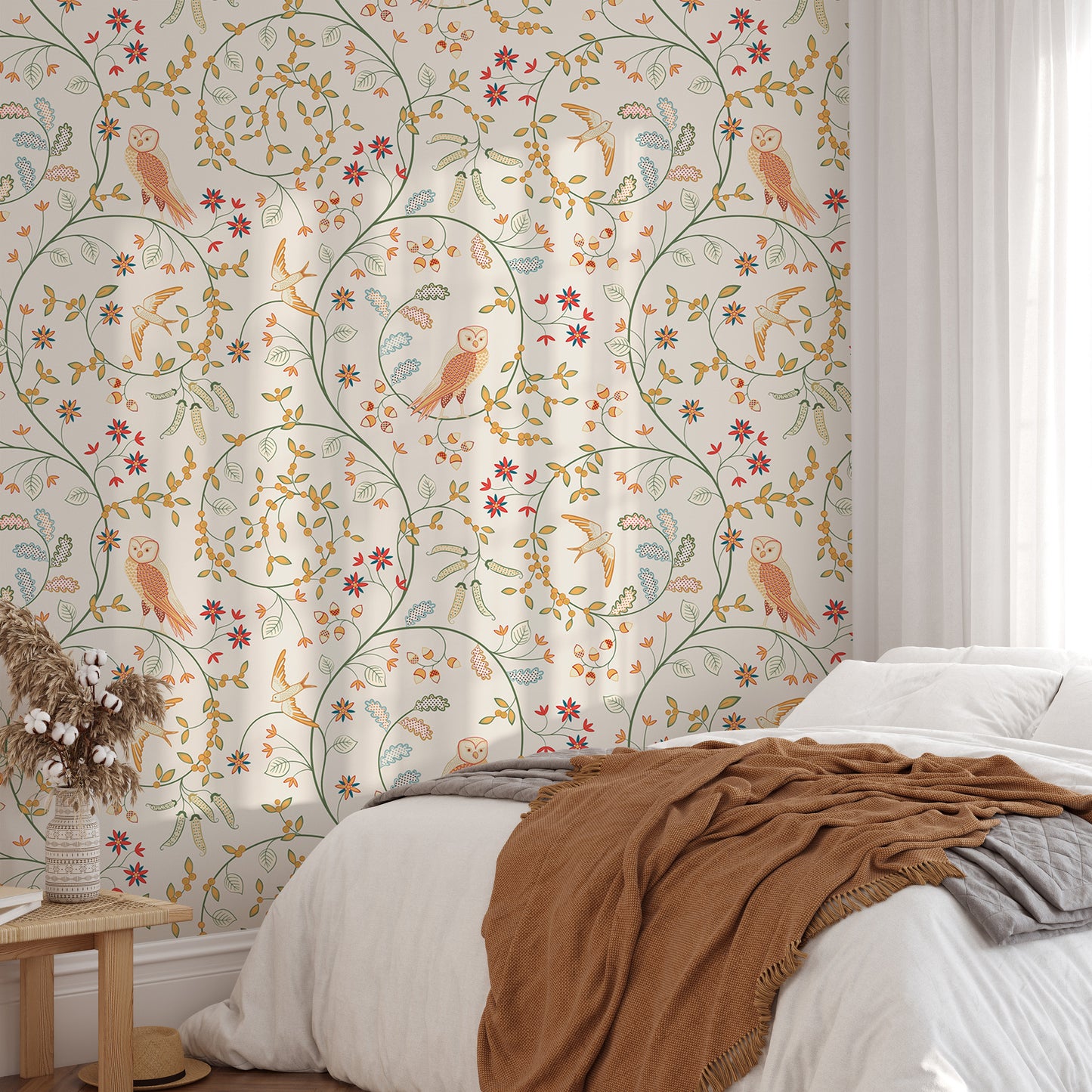 Newill Peppermint Russet Flower Wallpaper For Walls