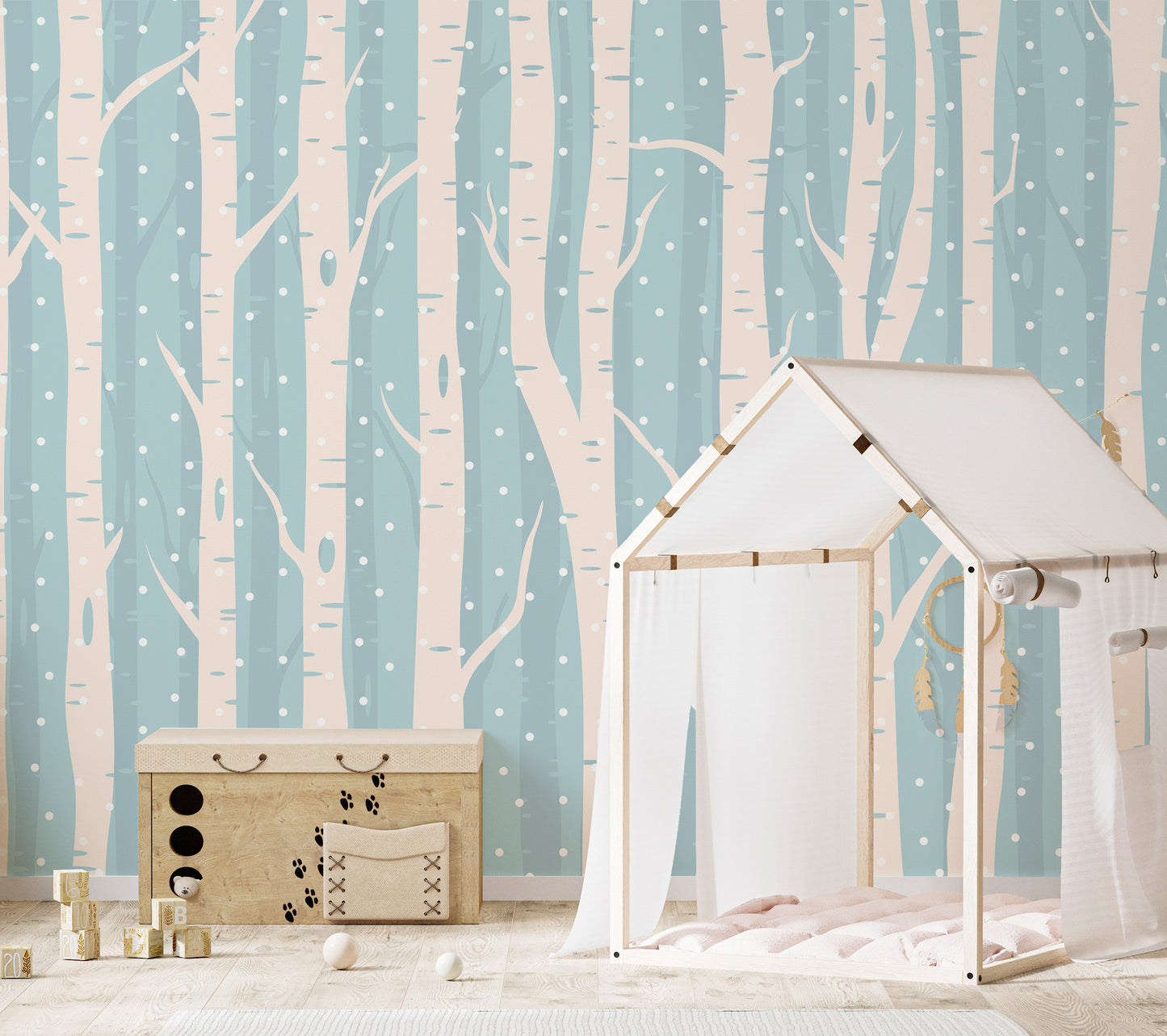 Frosty Blue Forest Scenic Wall Murals