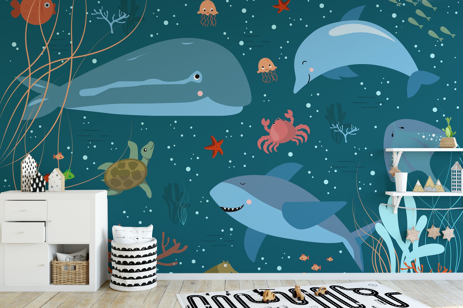 Oceanic mural wallpaper for creative spaces



