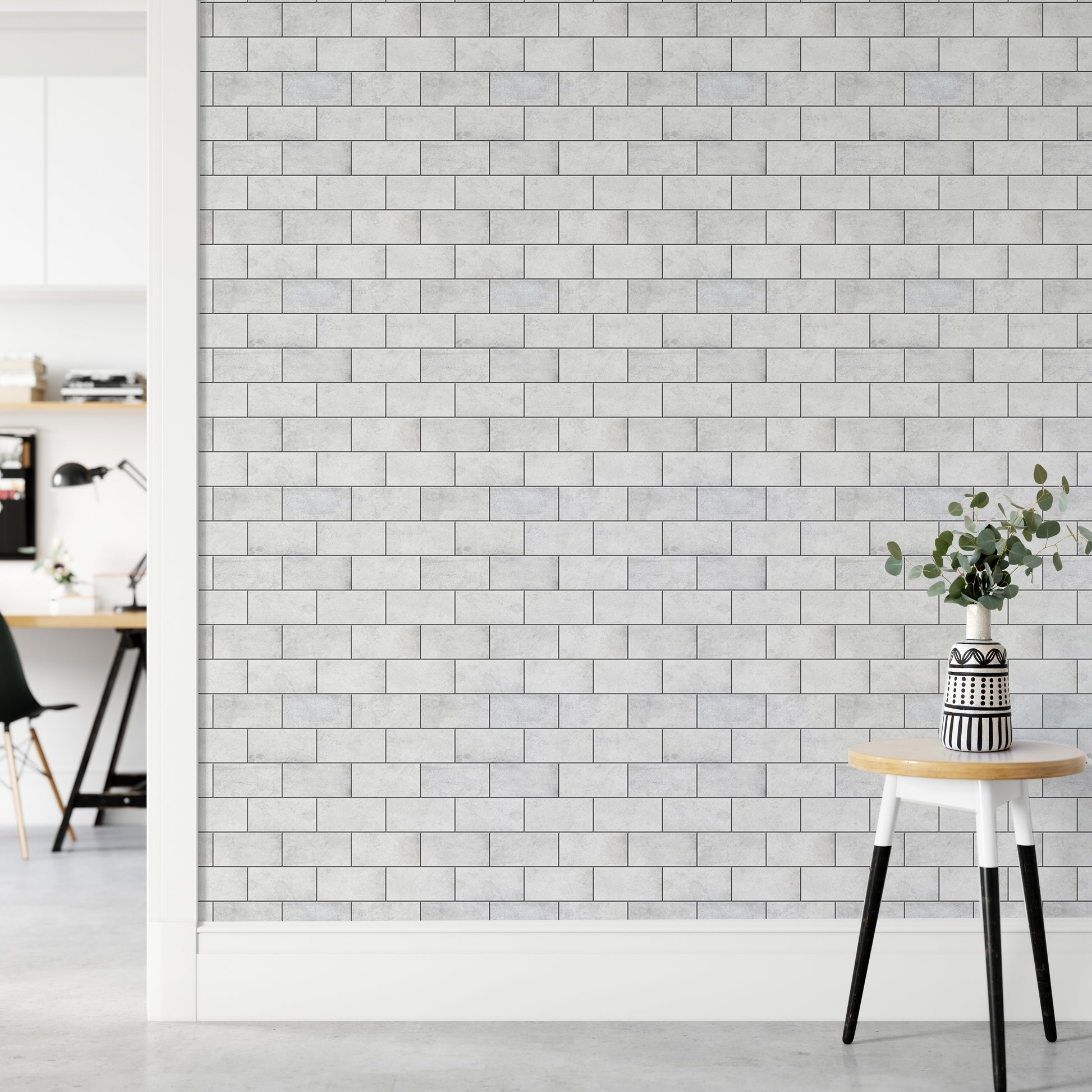 Decorative frosty white brick pattern for walls.