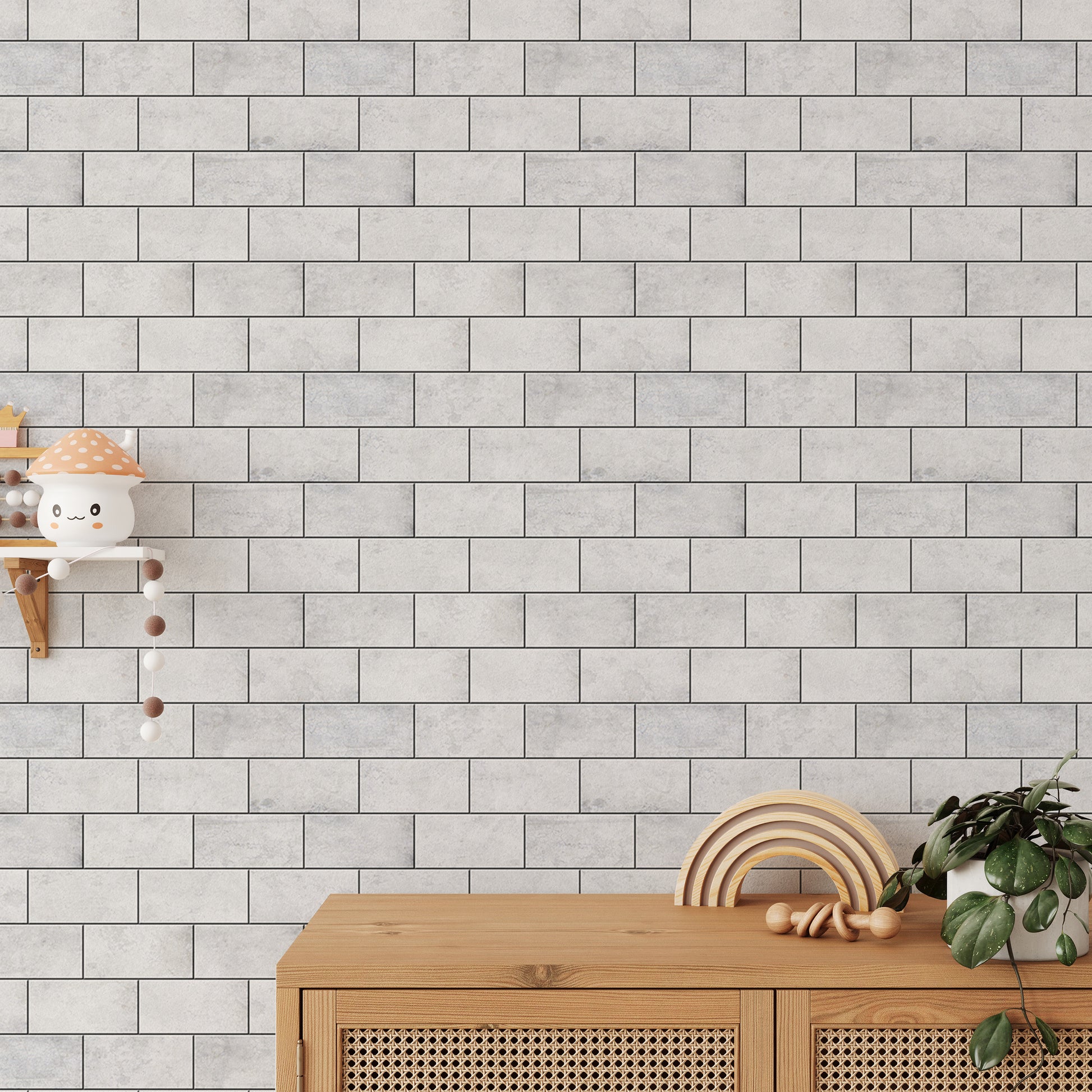 Stylish winter frost brick wallpaper for interiors.