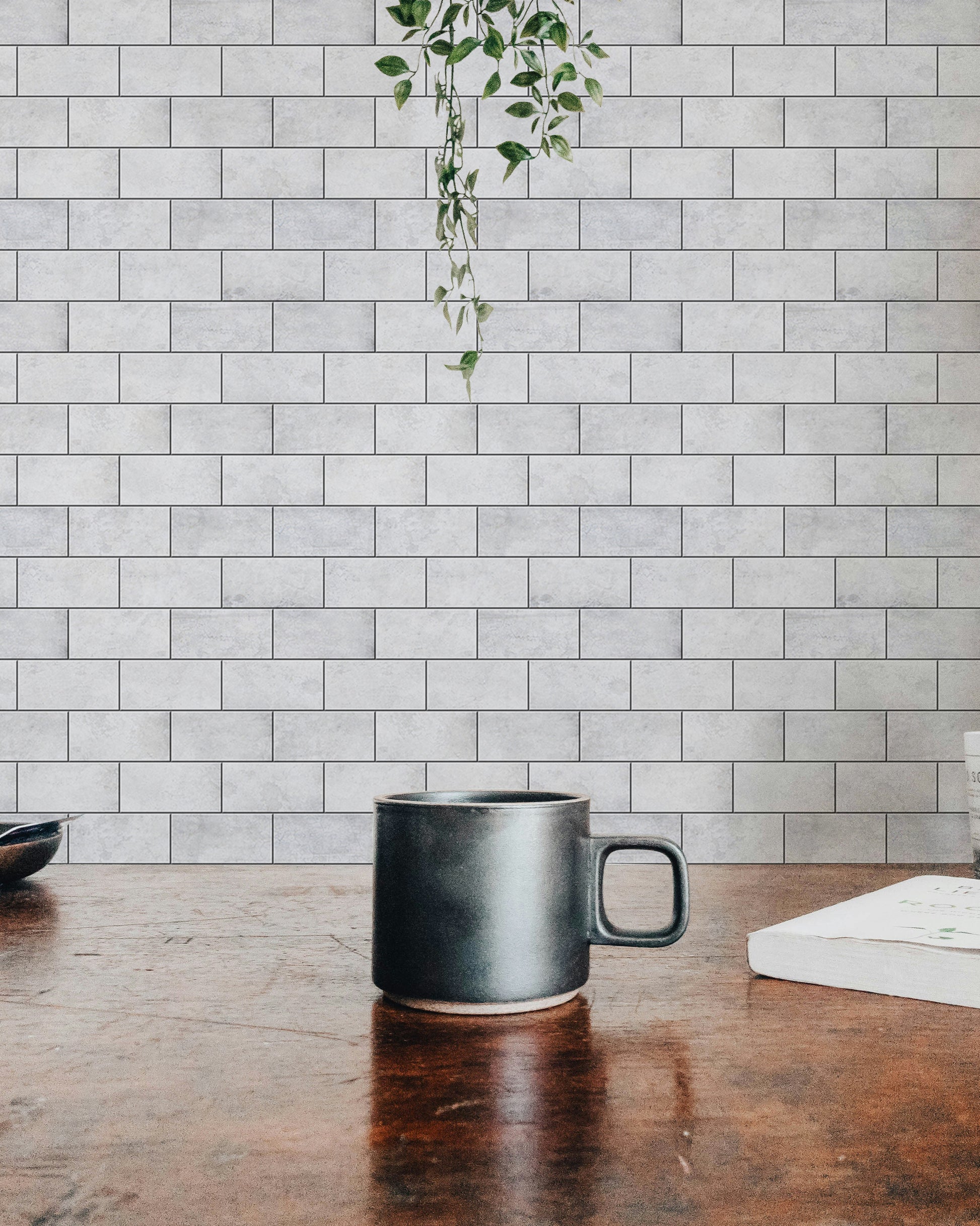 Frosted brick design in white removable wallpaper.