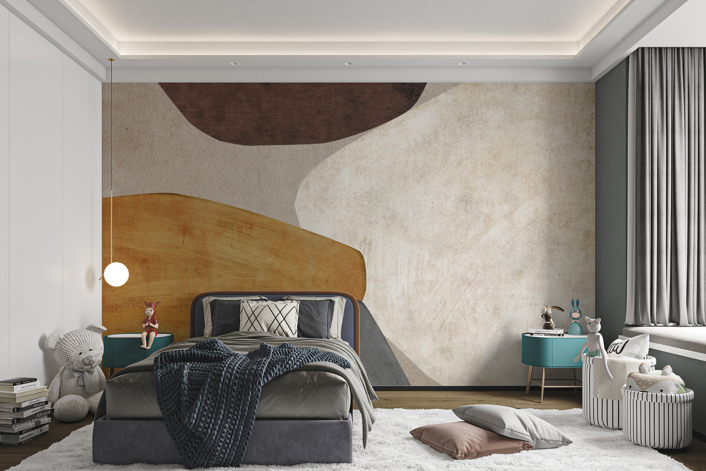 Organic shapes mural for contemporary and minimalist interiors