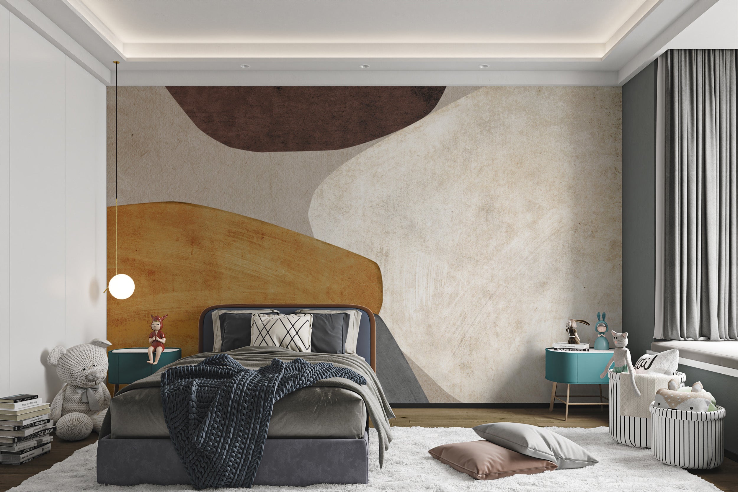 Organic shapes mural for contemporary and minimalist interiors