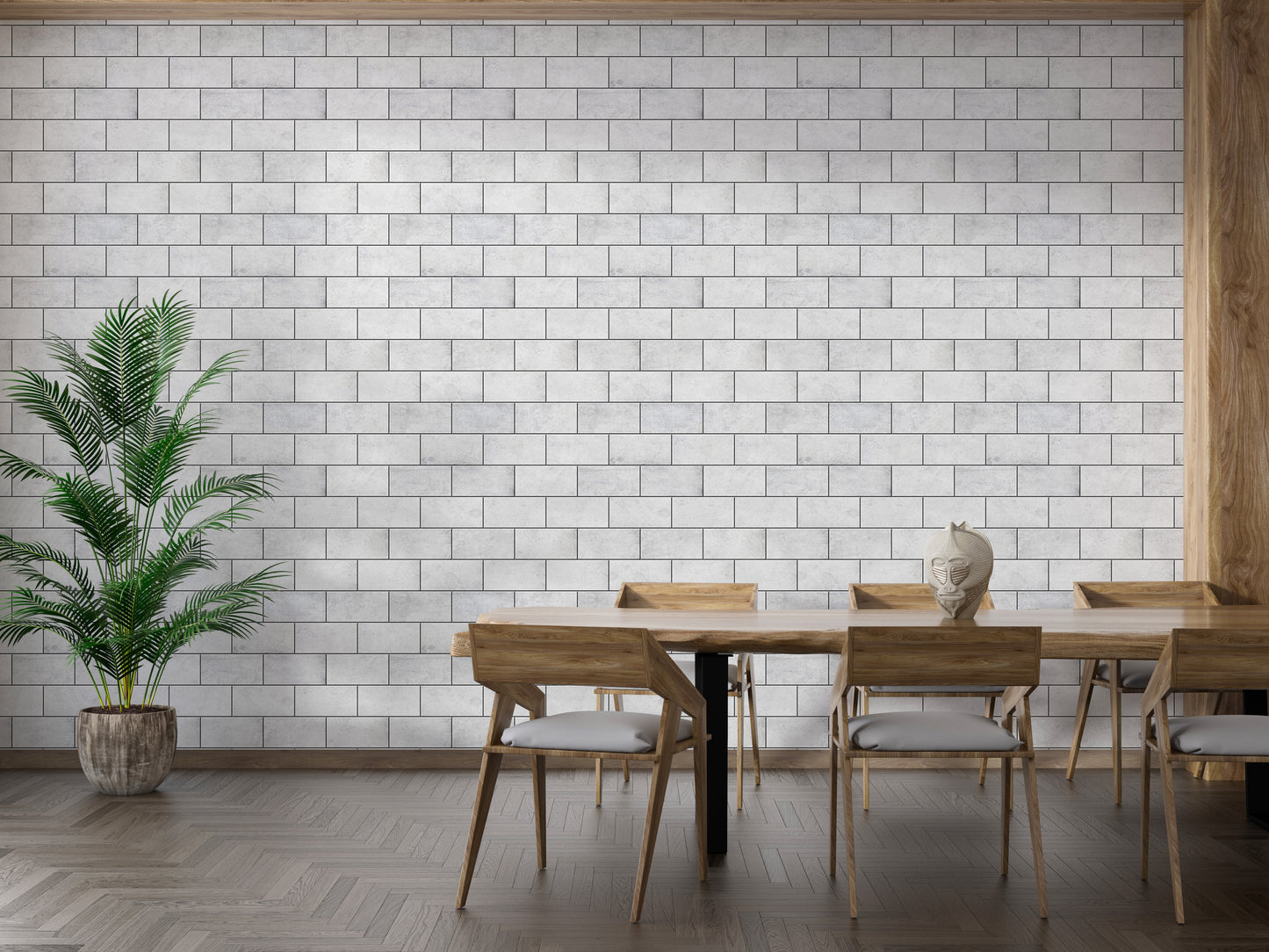 White Color Winter Frost Brick Removable Wallpaper