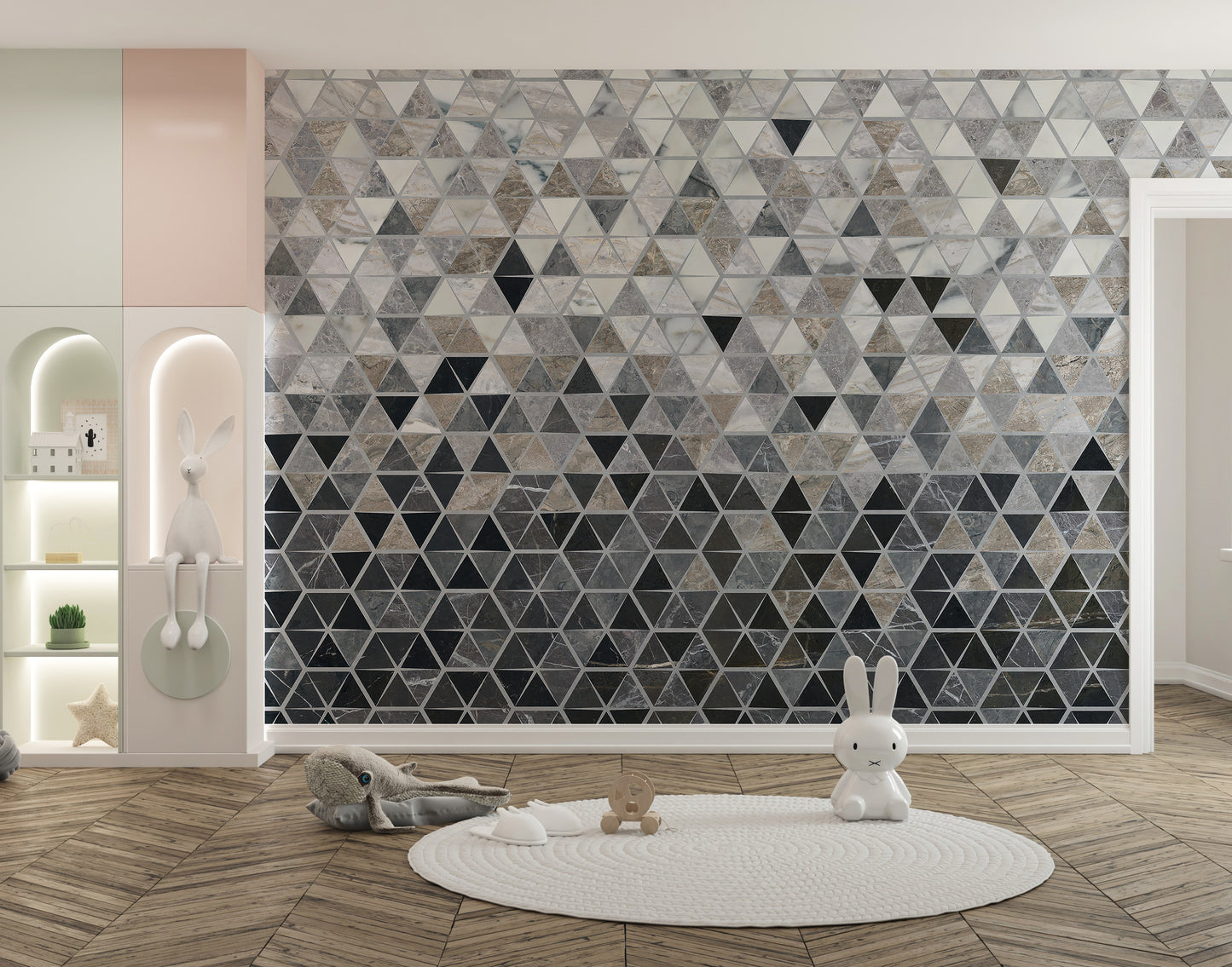 Contemporary mirrored squares wallpaper mural