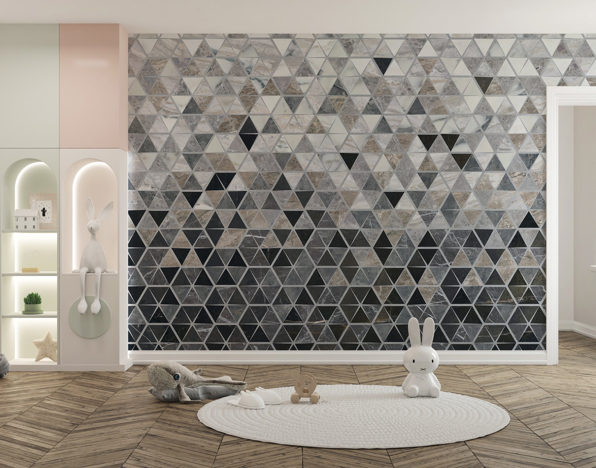 Contemporary mirrored squares wallpaper mural