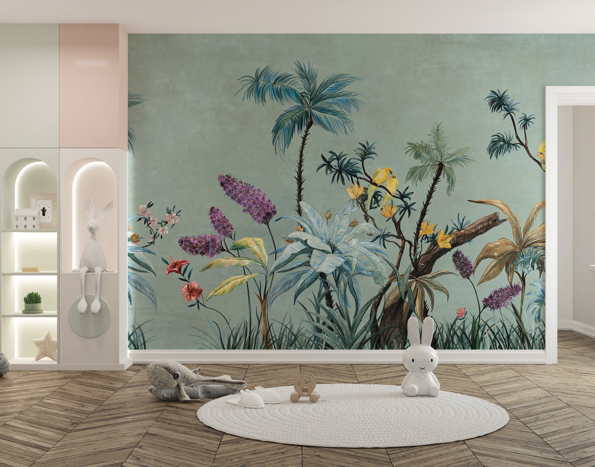 Green vintage boho mural