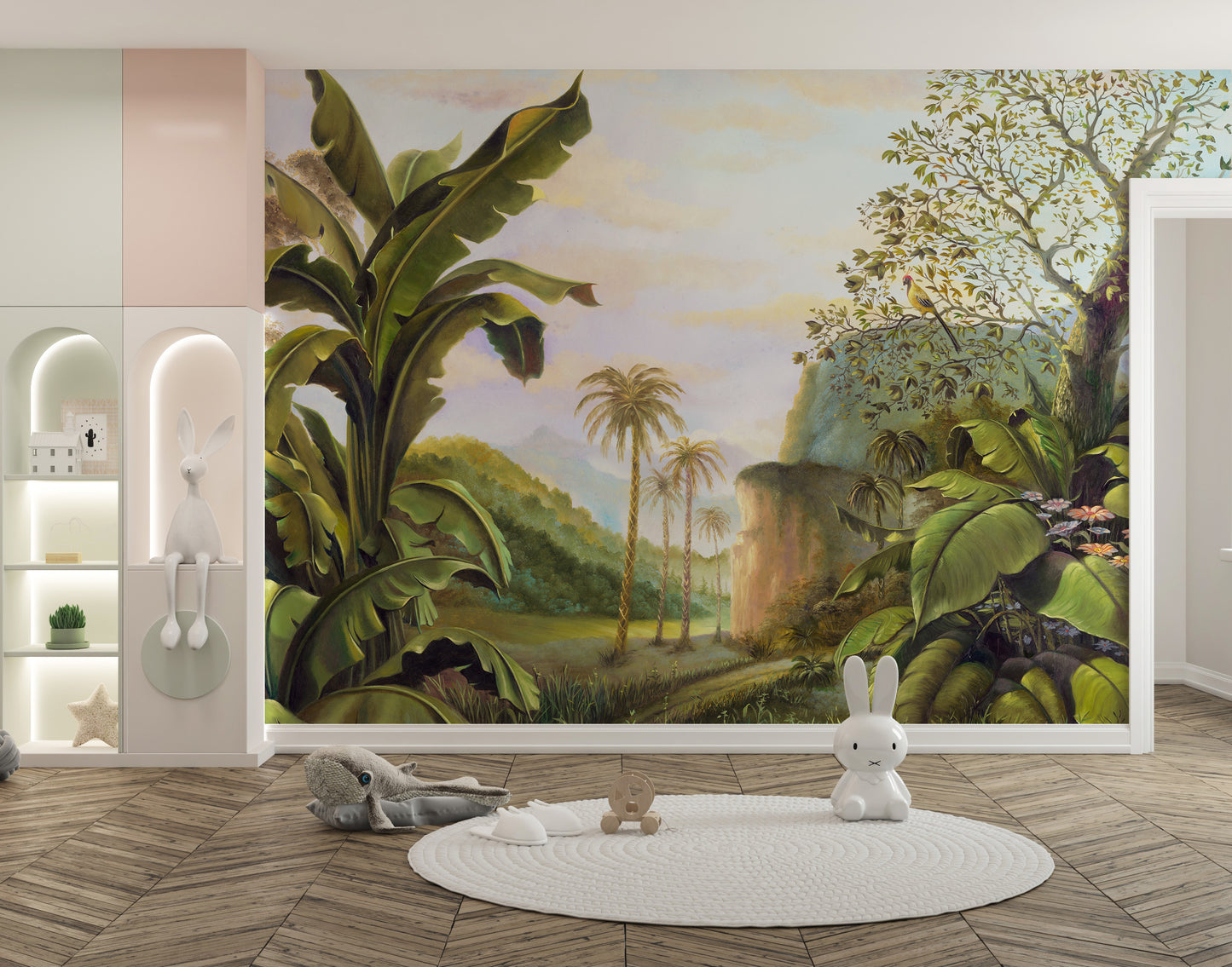 Lush rainforest kingdom mural for walls
