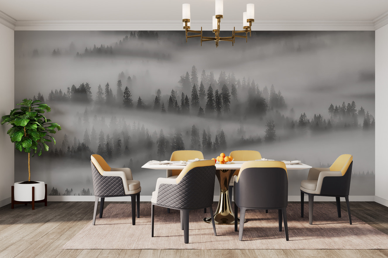 Monochrome Forest Wallpaper Mural