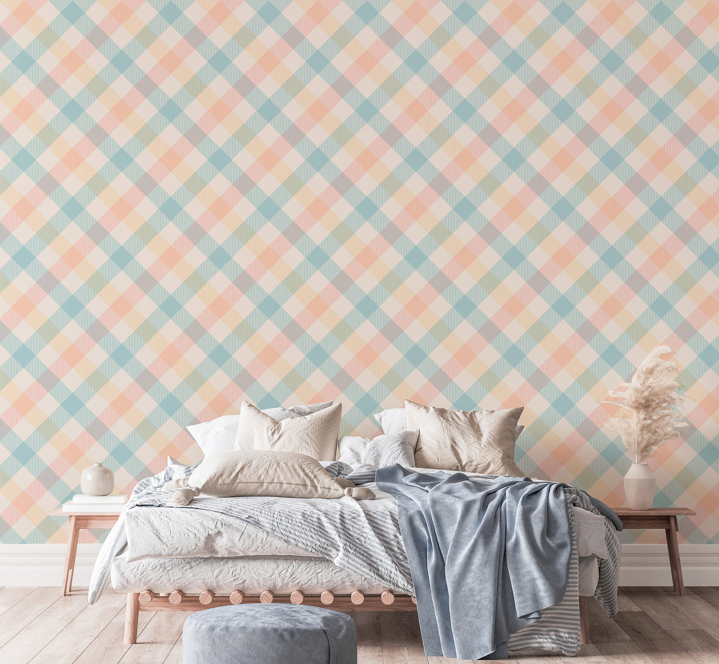 Light Pastel Vichy Graphic Geometric Stripe Wallpaper