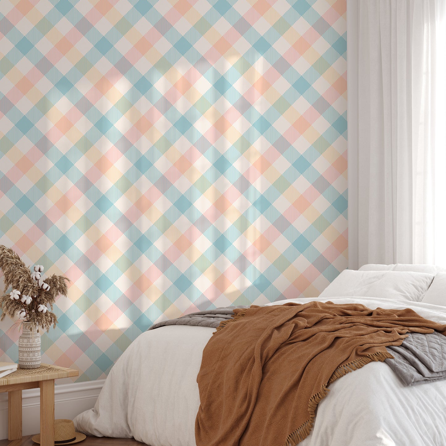 Light Pastel Vichy Graphic Geometric Stripe Wallpaper