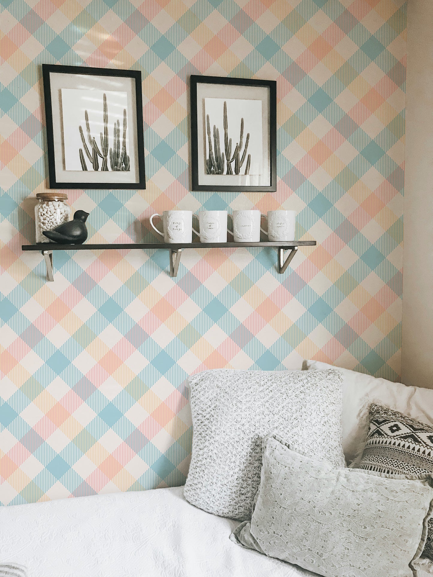 Light Pastel Vichy Graphic Geometric Stripe Wallpaper