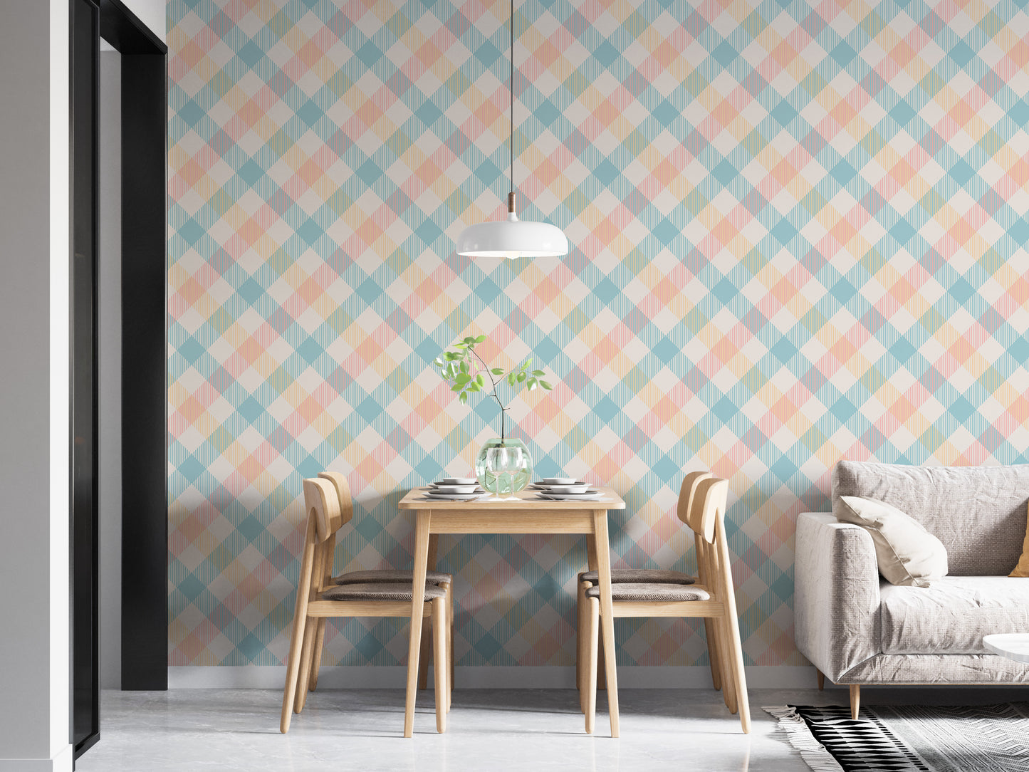 Light Pastel Vichy Graphic Geometric Stripe Wallpaper