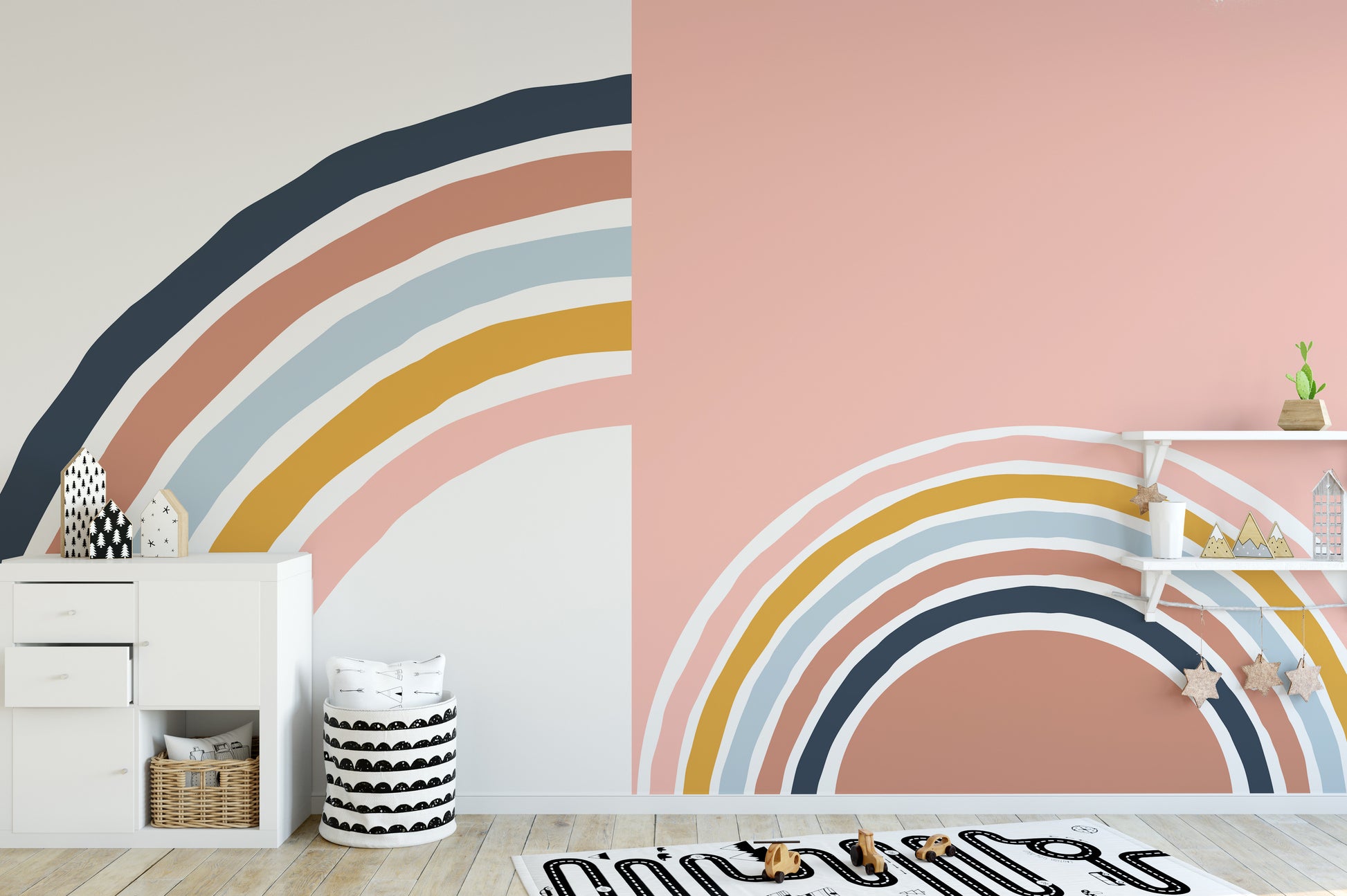 Multicolor wallpaper mural with stripes
