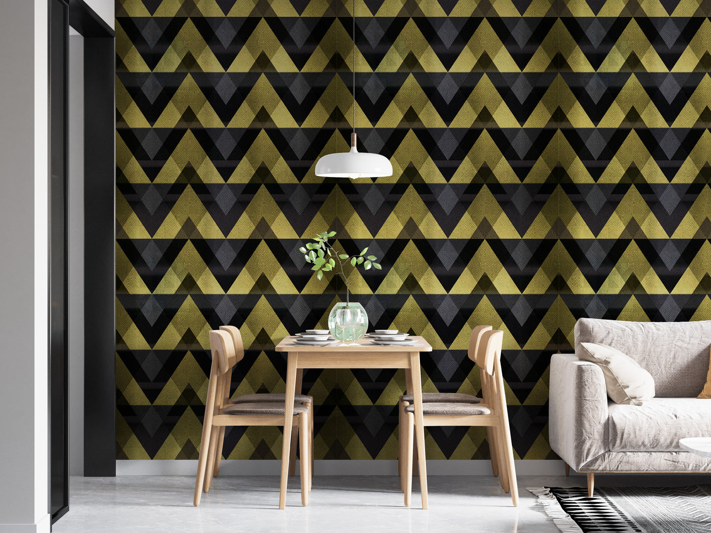 Gold Zigzag Geometric Peel and Stick Wallpaper