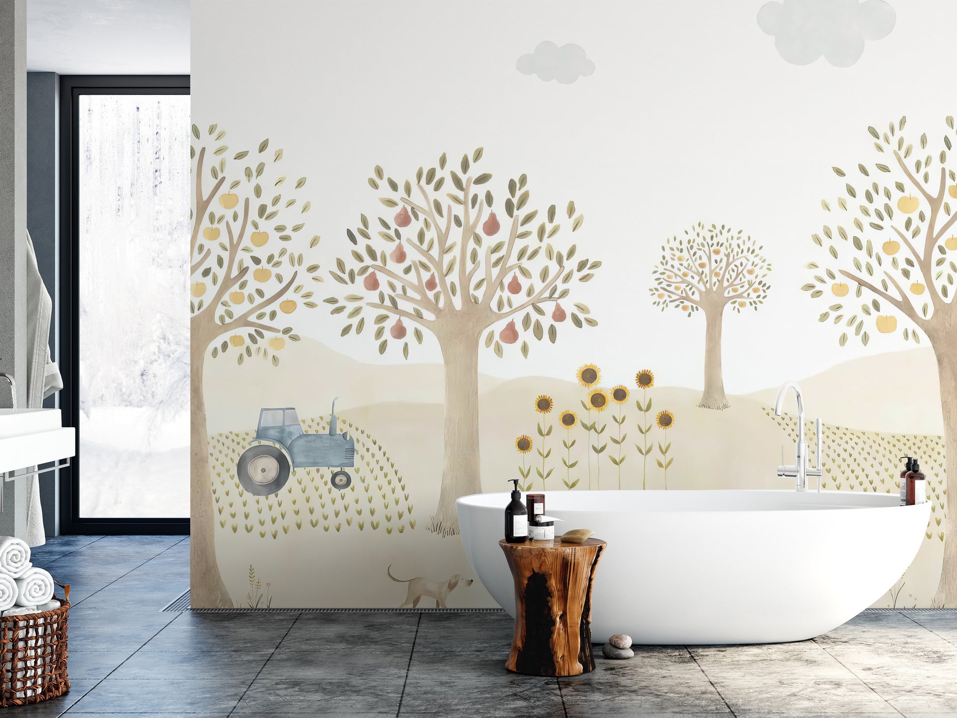 Peel and stick farm animals mural for kids' rooms