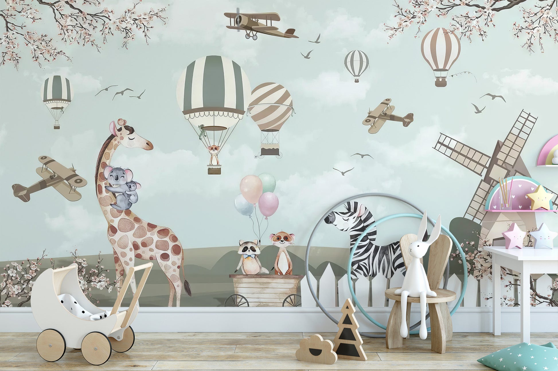 Adorable woodland animals wallpaper for kids' rooms
